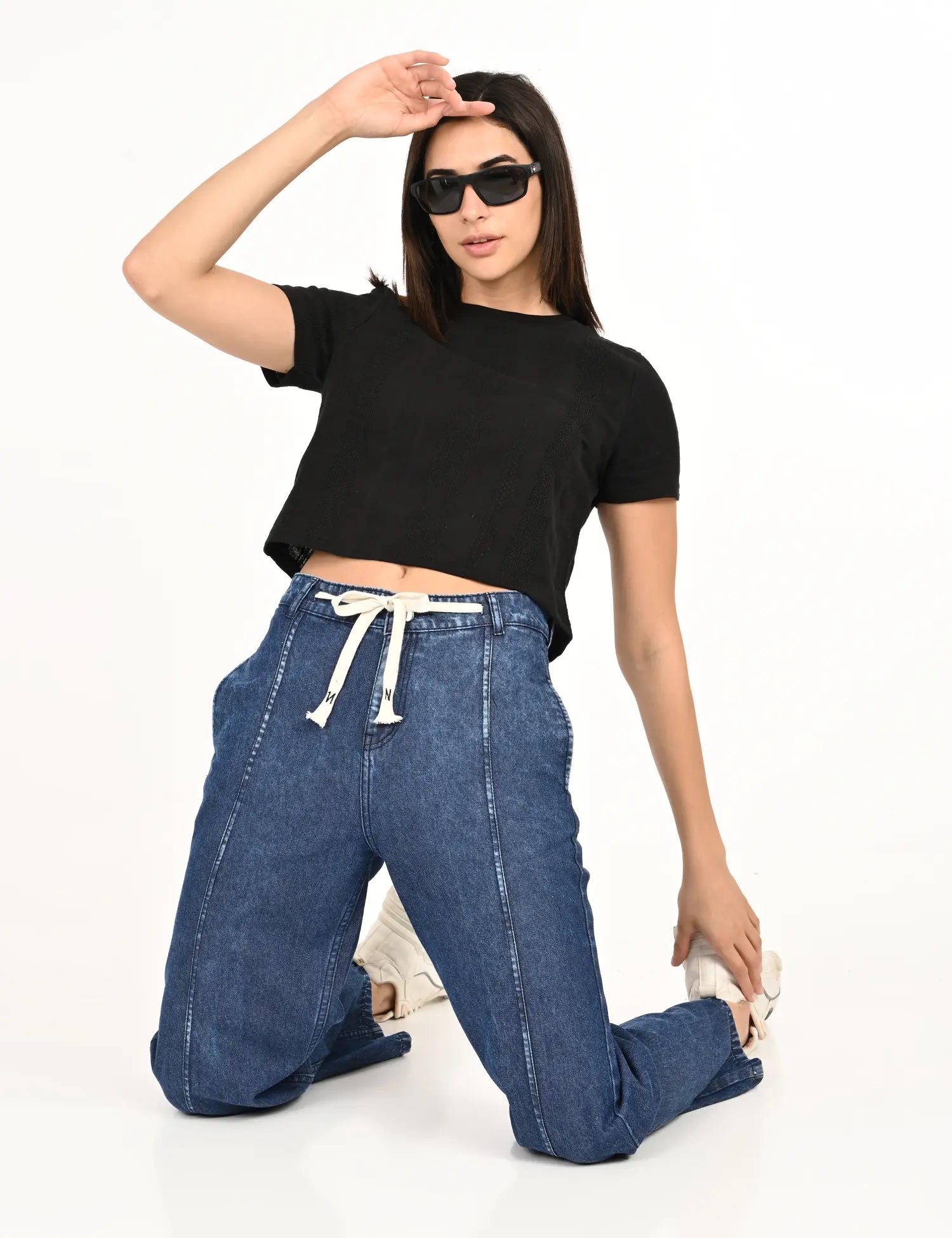 Women’s Dark Blue Denim Jogger Jeans