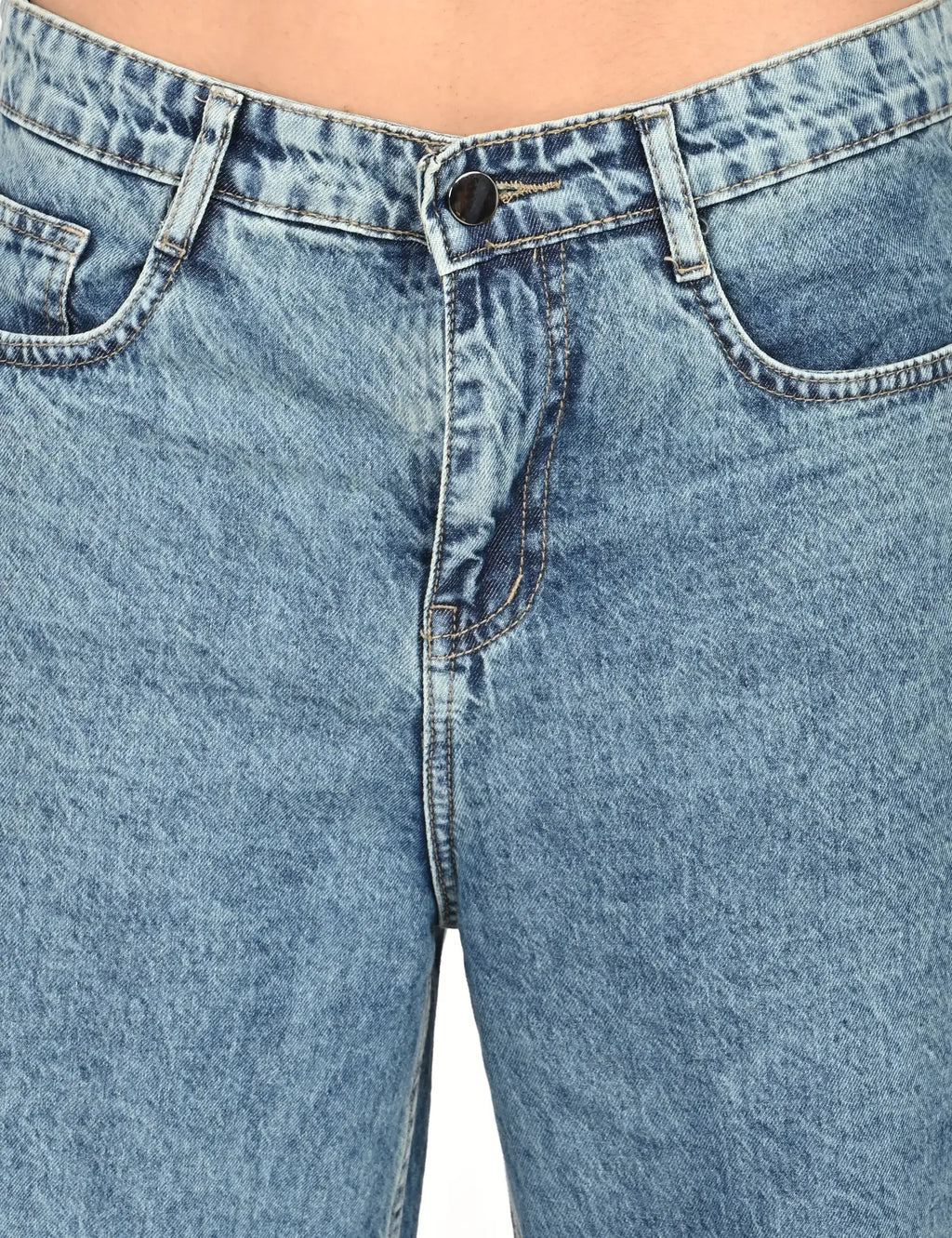 Ice Blue Straight Jeans with Strip Detail
