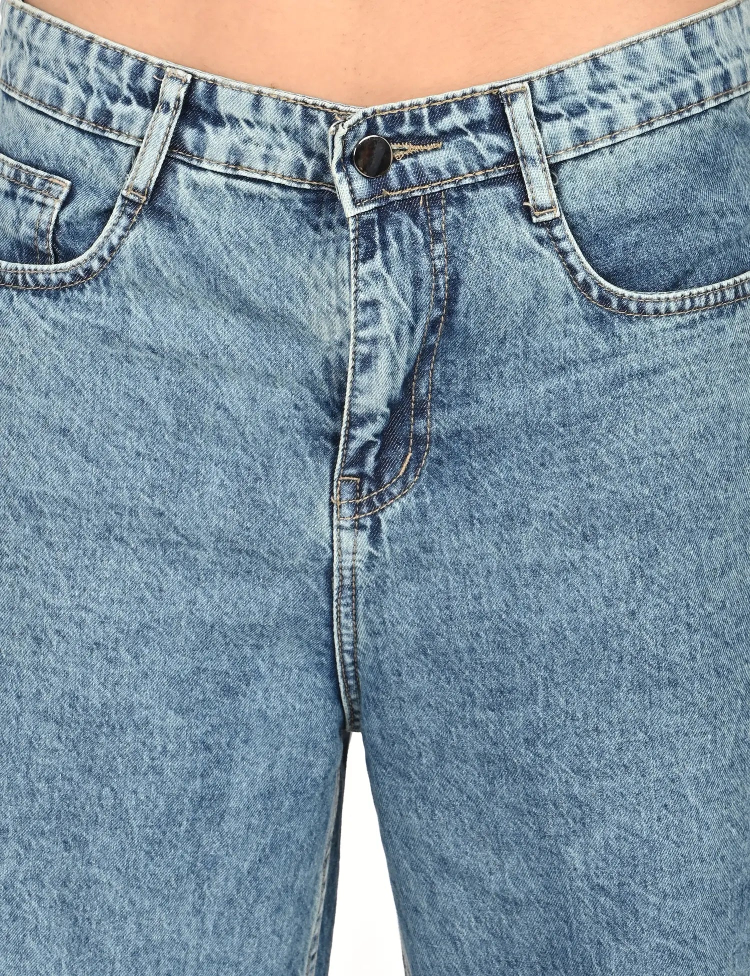 Ice Blue Straight Jeans with Strip Detail