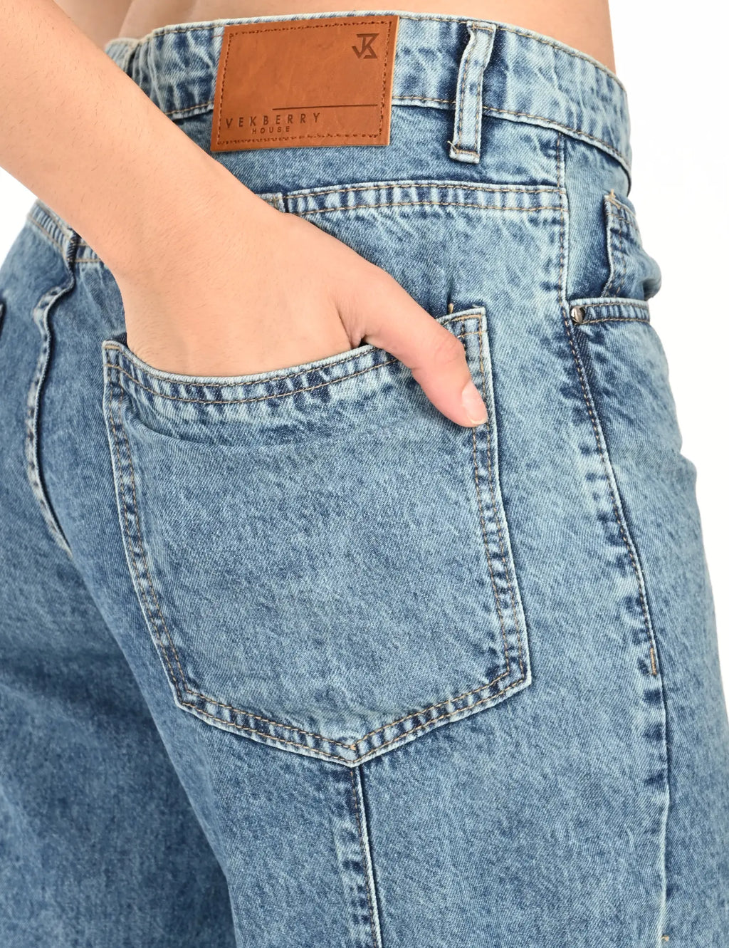 Ice Blue Straight Jeans with Strip Detail