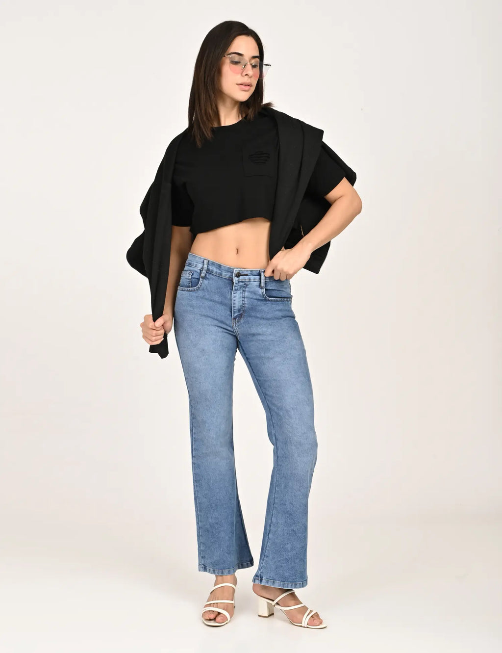 Women’s Light Blue High-Rise Flared Jeans