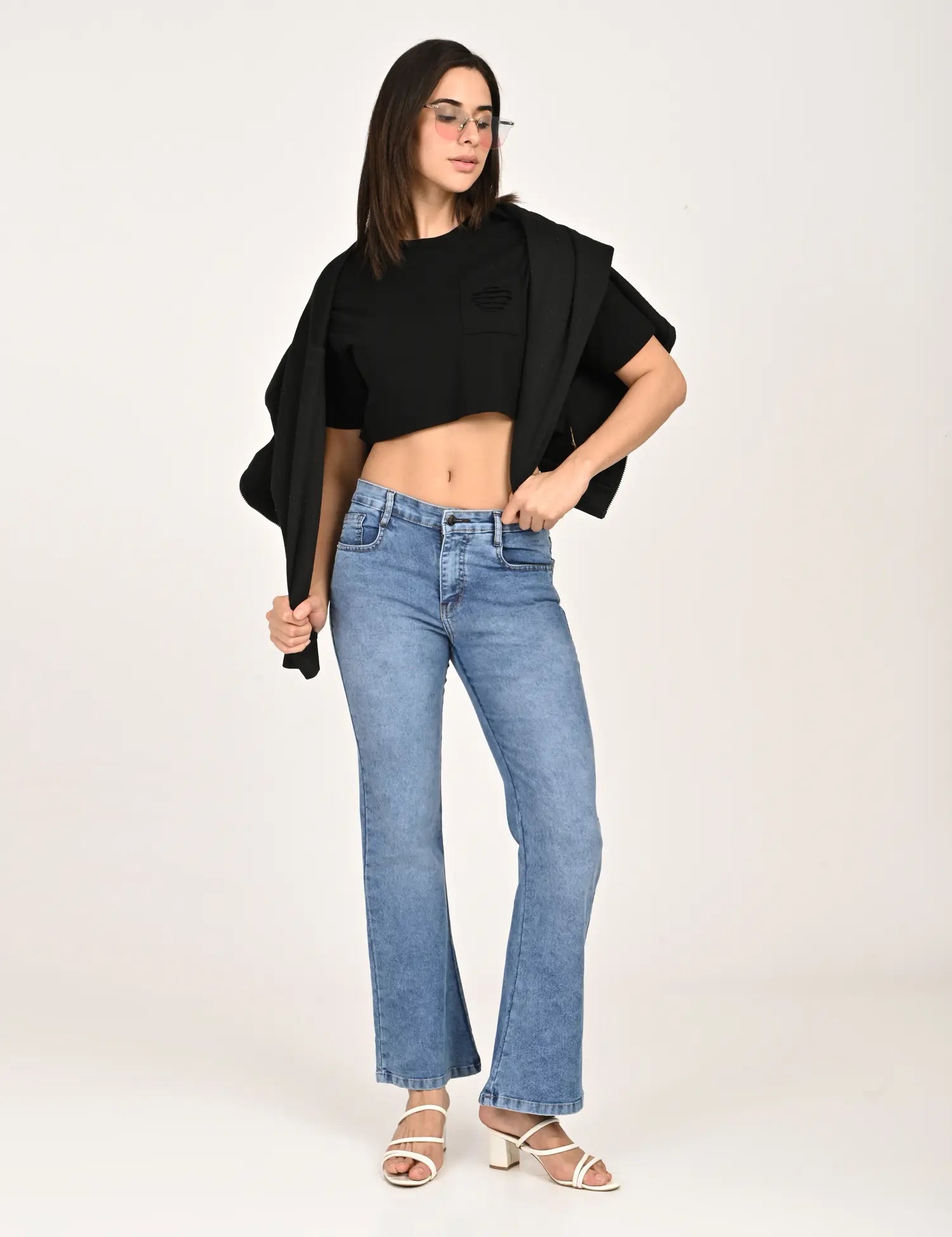 Women’s Light Blue High-Rise Flared Jeans