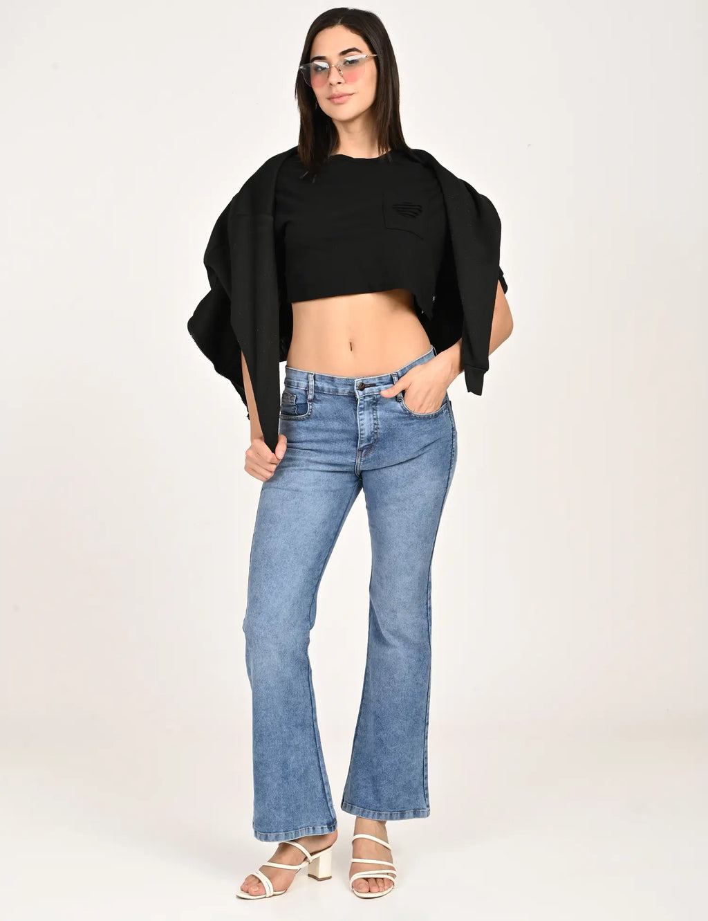 Women’s Light Blue High-Rise Flared Jeans