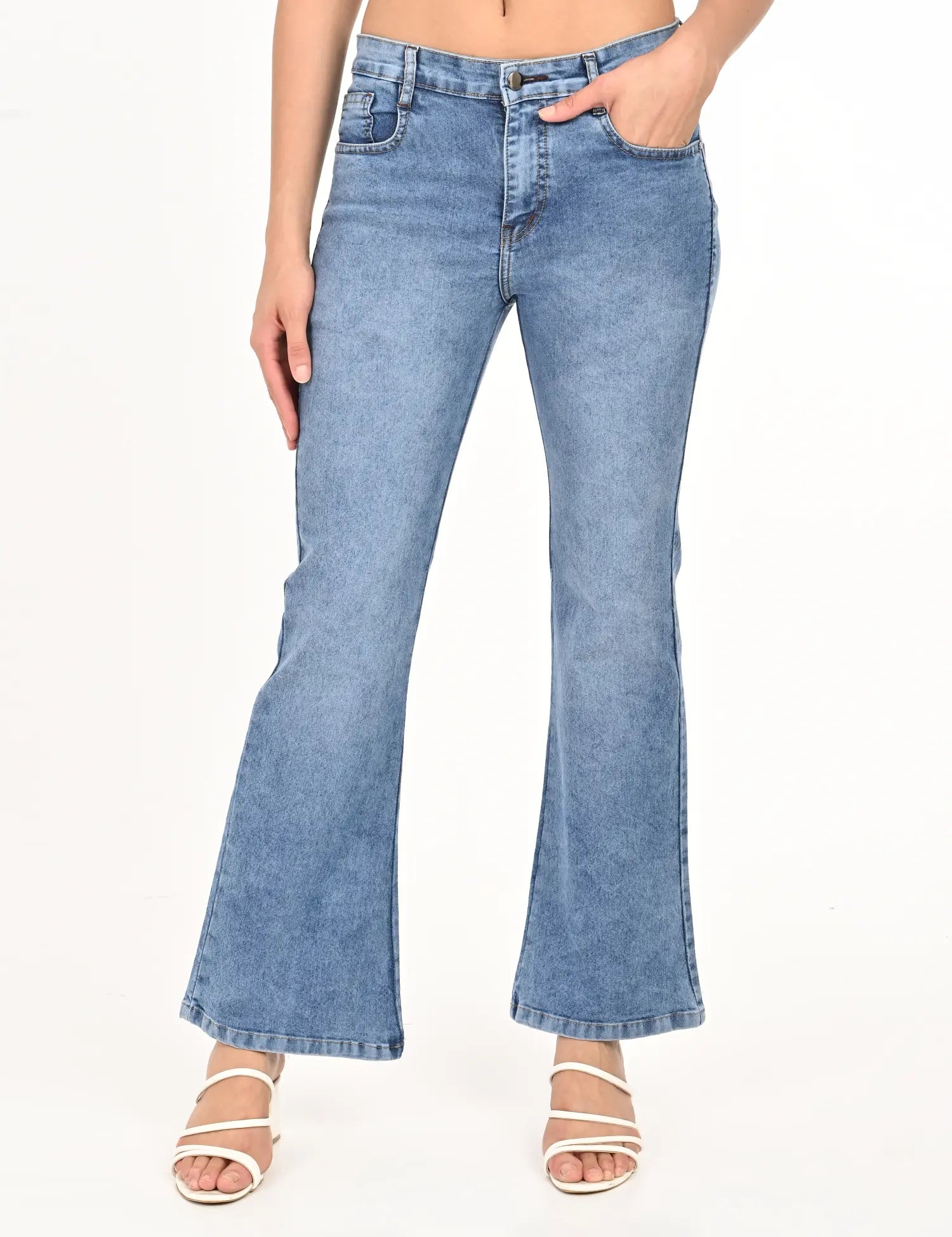 Women’s Light Blue High-Rise Flared Jeans