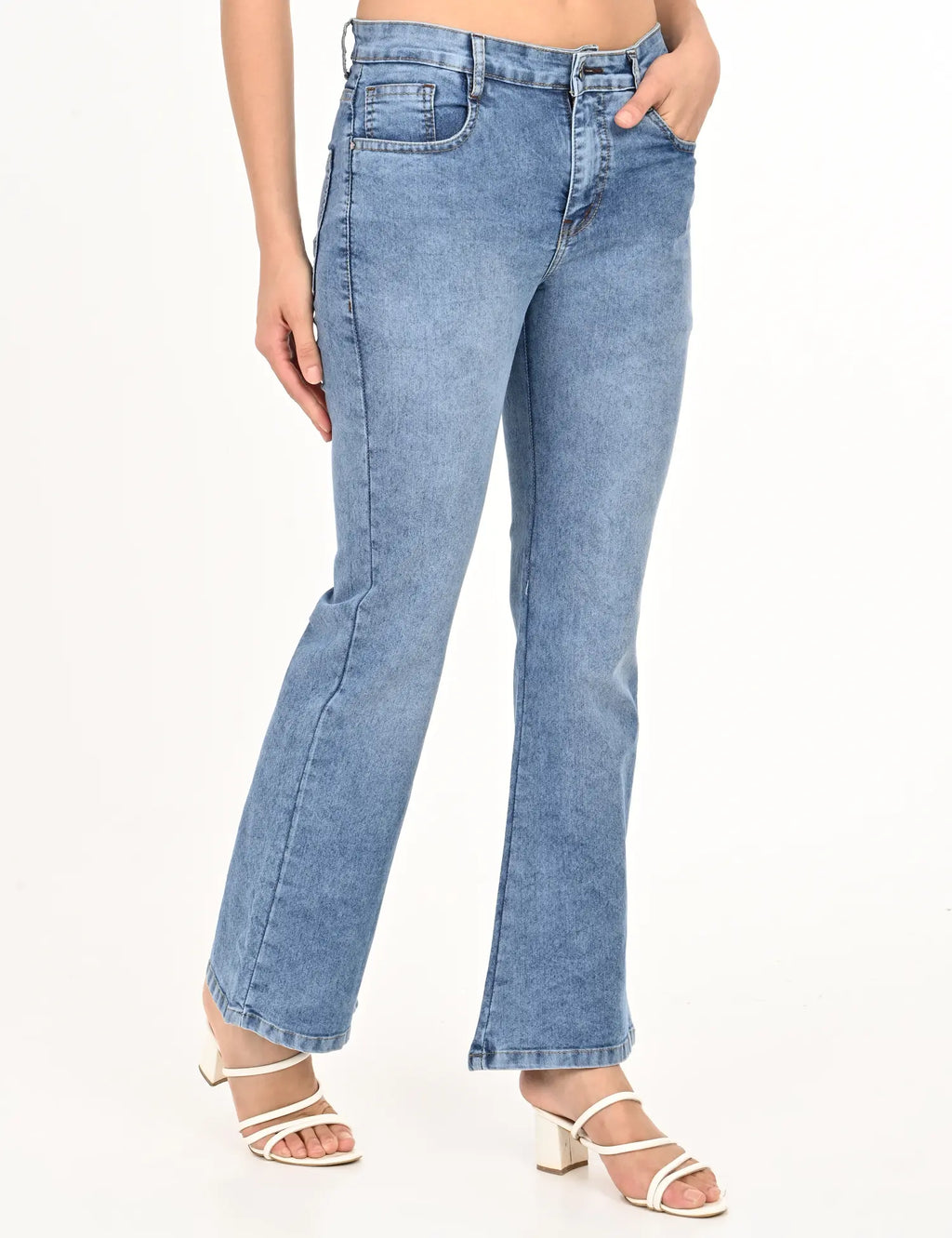 Women’s Light Blue High-Rise Flared Jeans