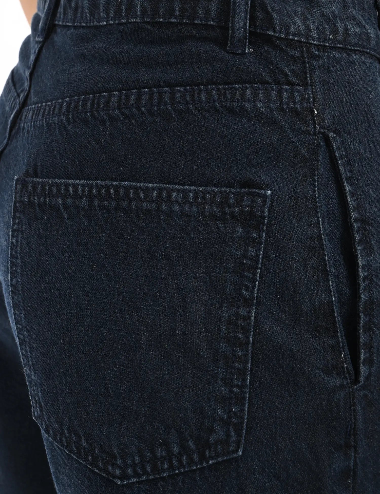 Dark Blue High-Rise Denim Jogger Pants with Drawstring