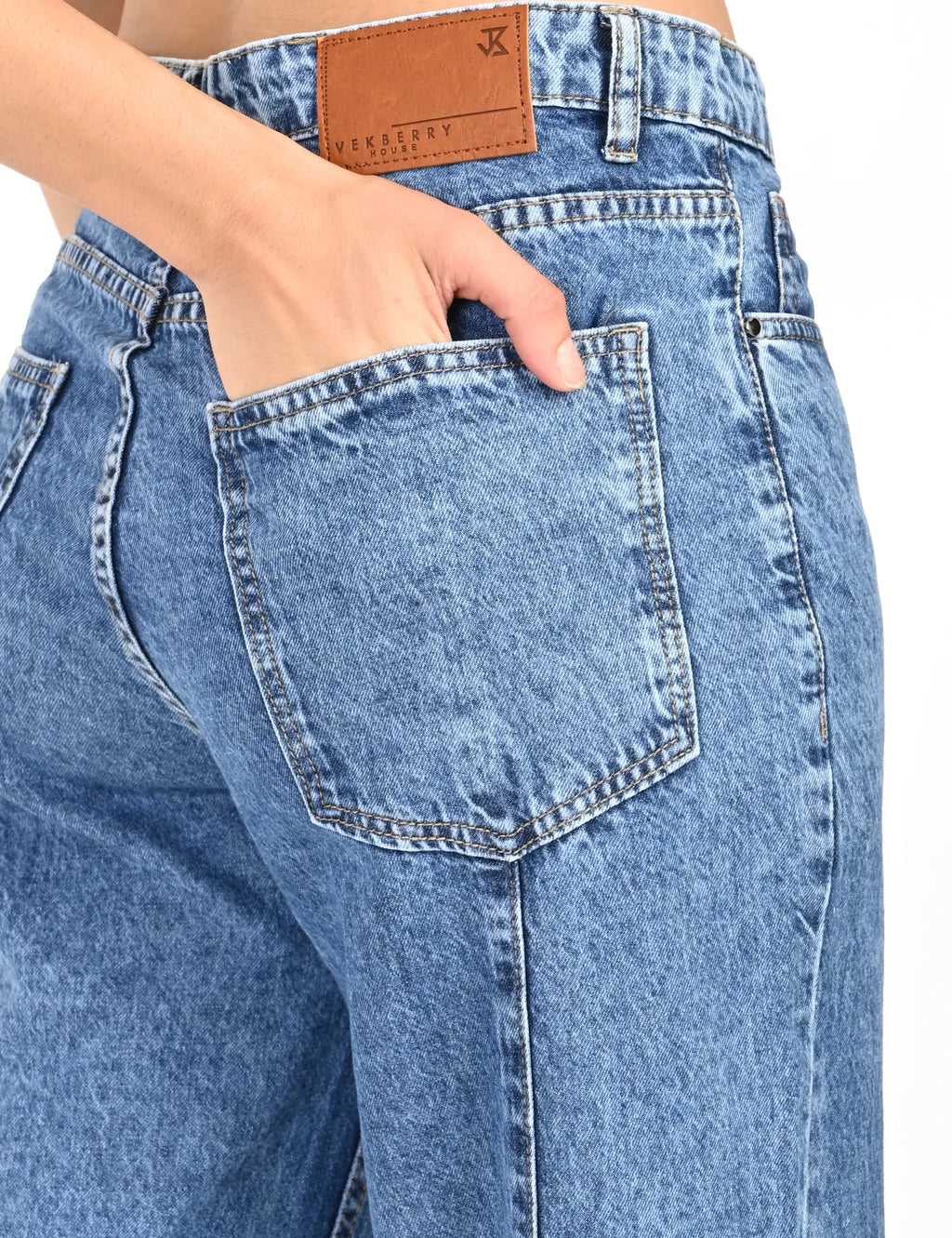 Light Blue High-Rise Wide-Leg Jeans with Metal Button Detailing