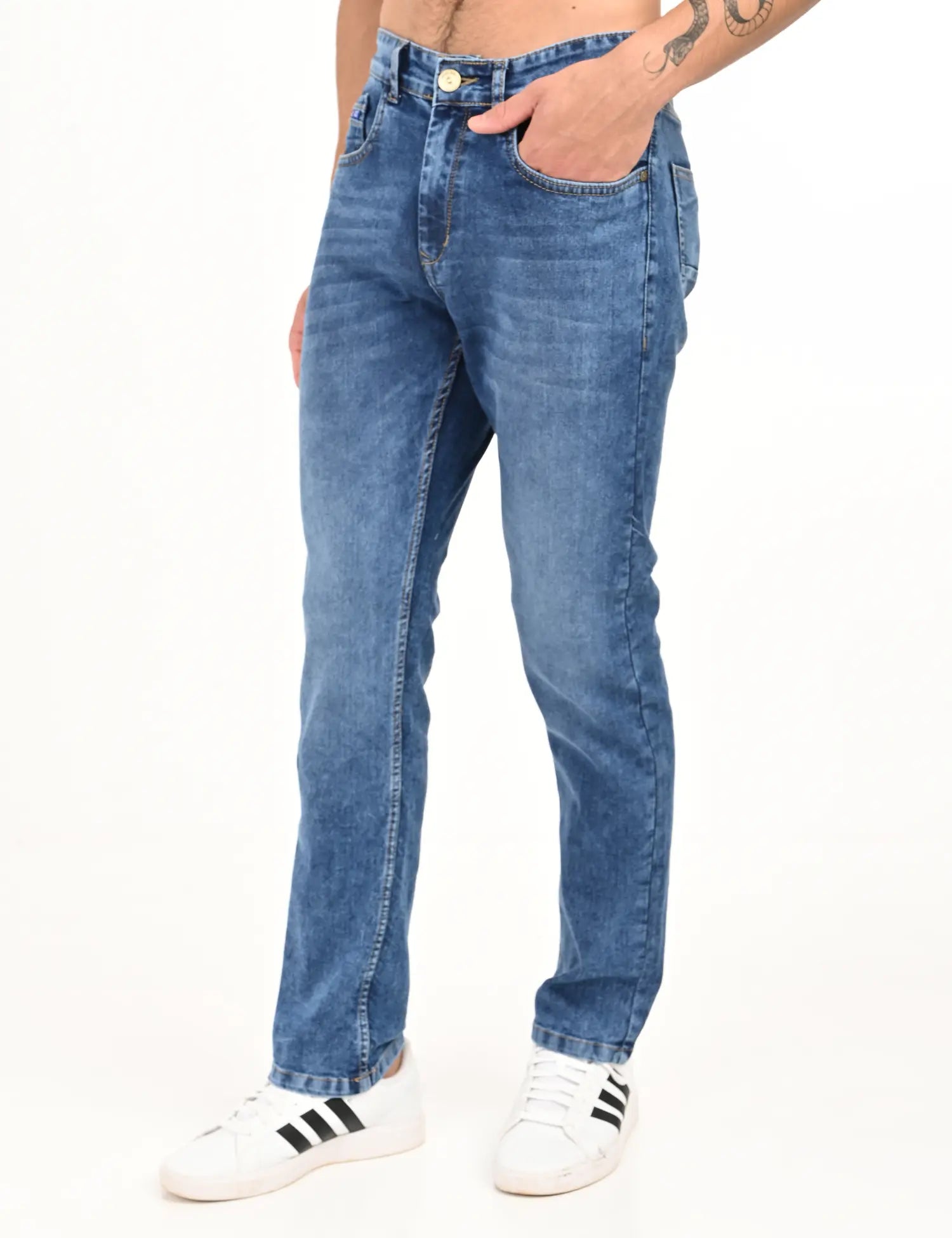 Men’s Mid-Blue Straight Fit Denim
