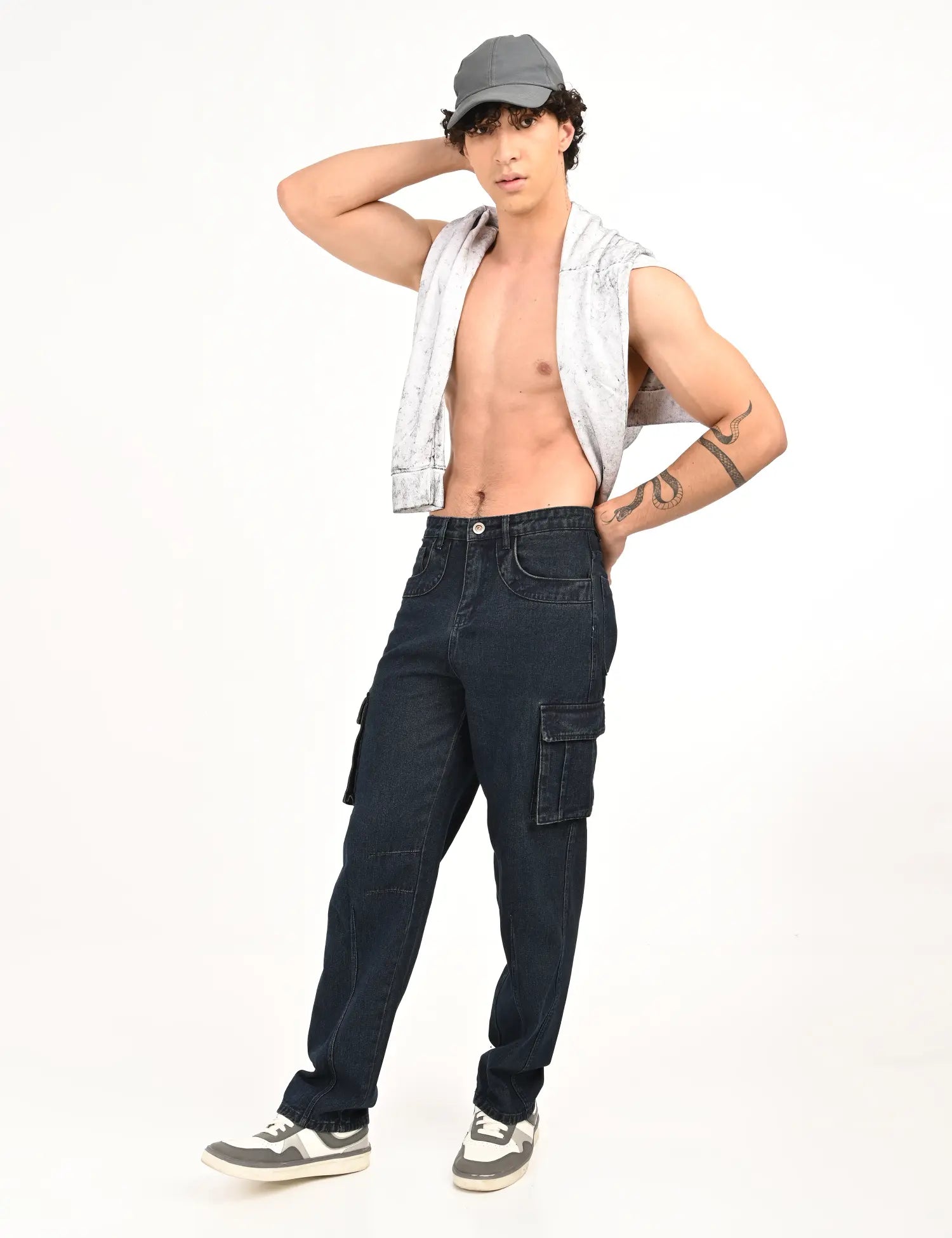 NexWear Utility Cargo Jeans-Tinted Green