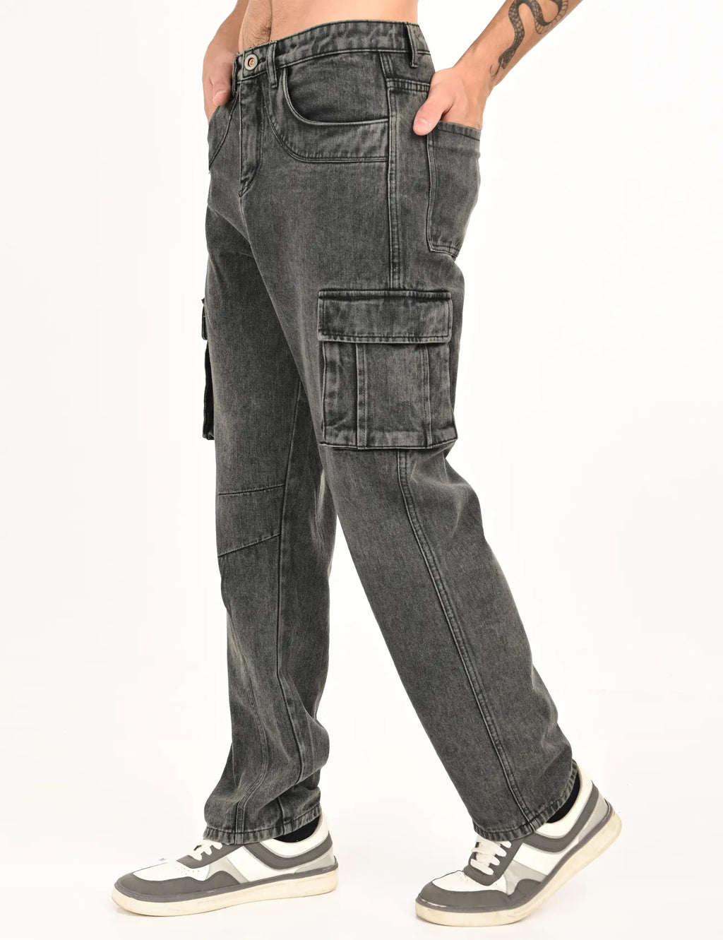 NexWear Utility Cargo Jeans – Tinted Grey
