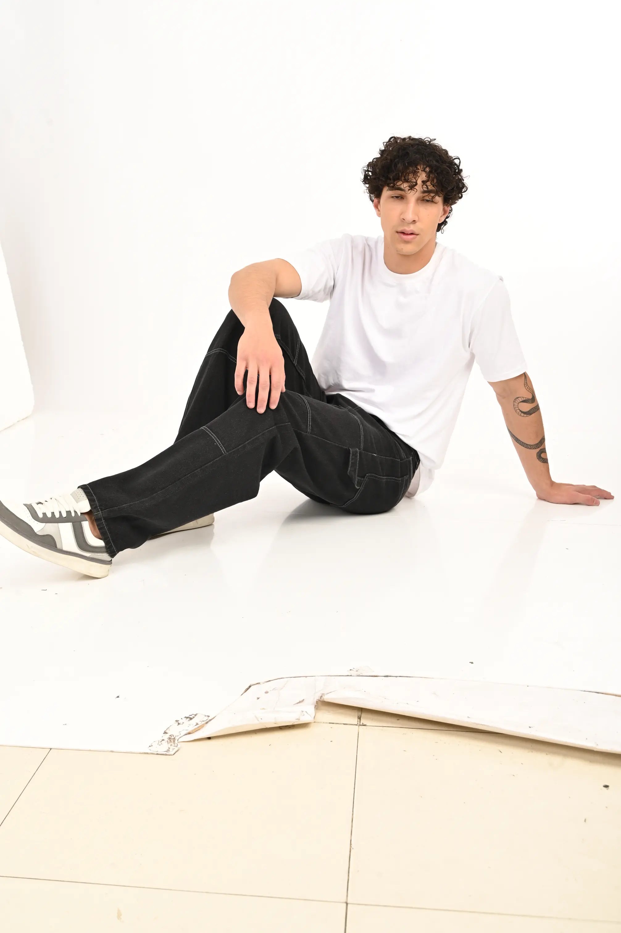 Men’s Black Utility Stitch Denim Pants