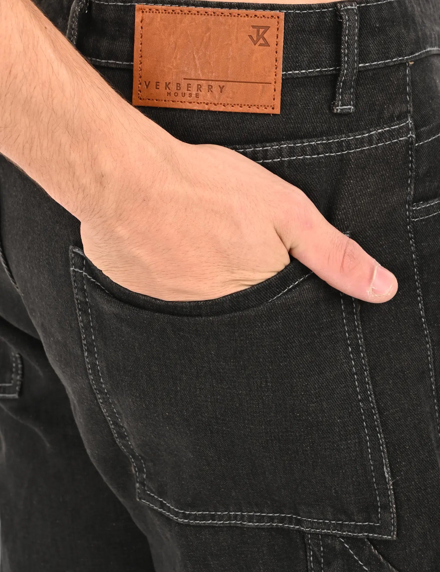 Men’s Black Utility Stitch Denim Pants