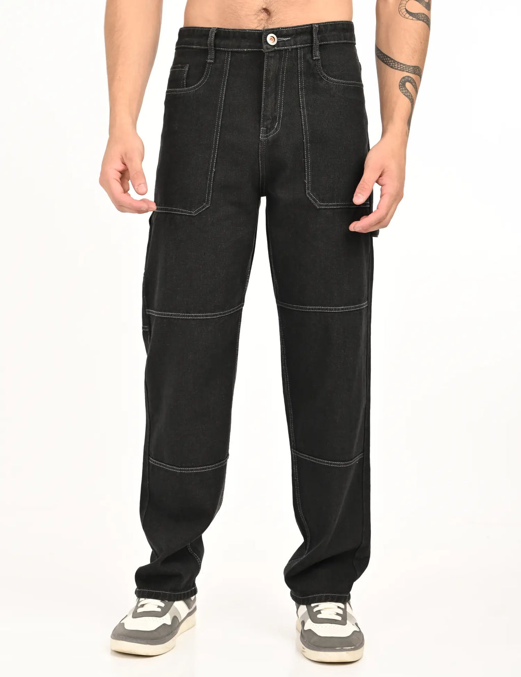 Men’s Black Utility Stitch Denim Pants