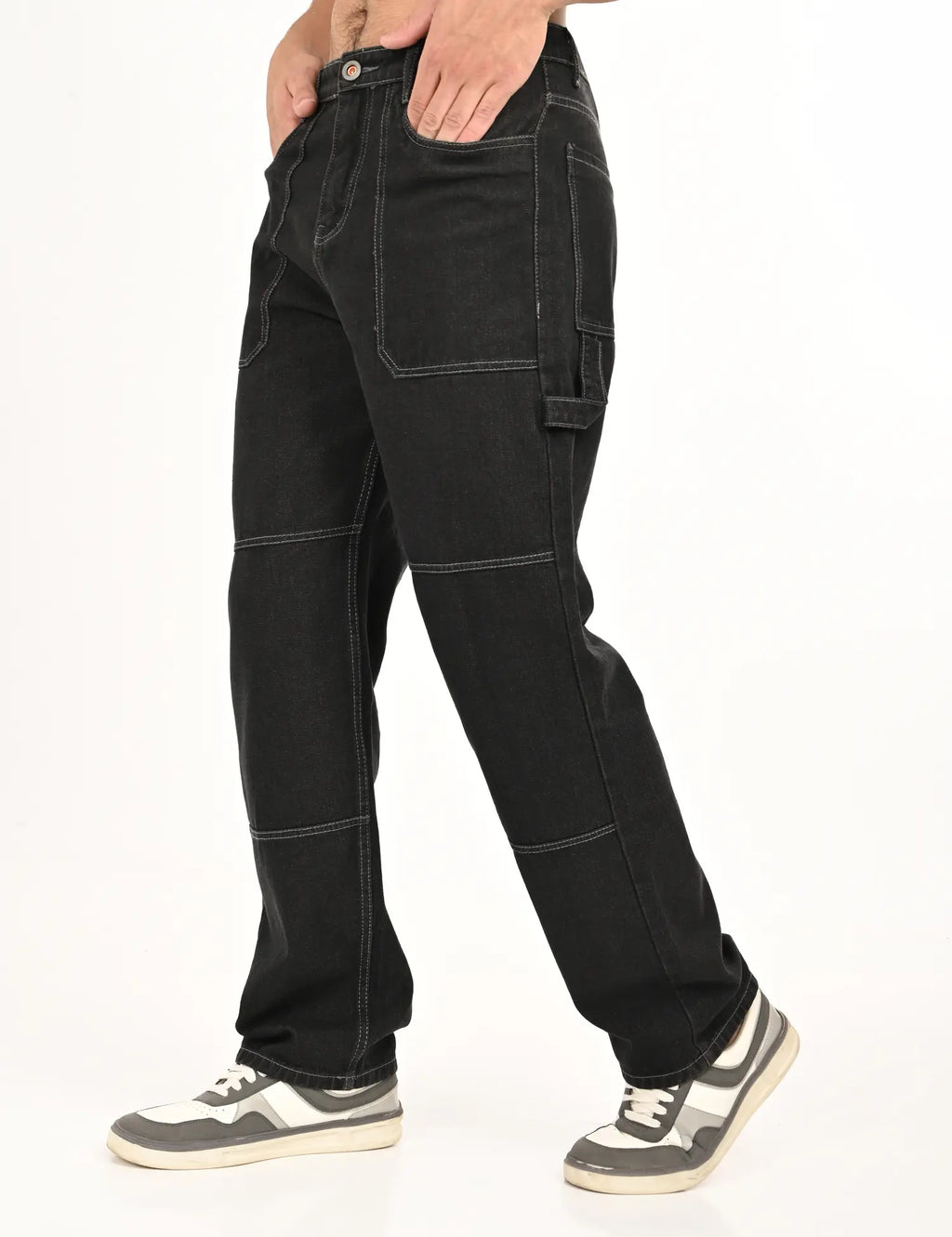 Men’s Black Utility Stitch Denim Pants
