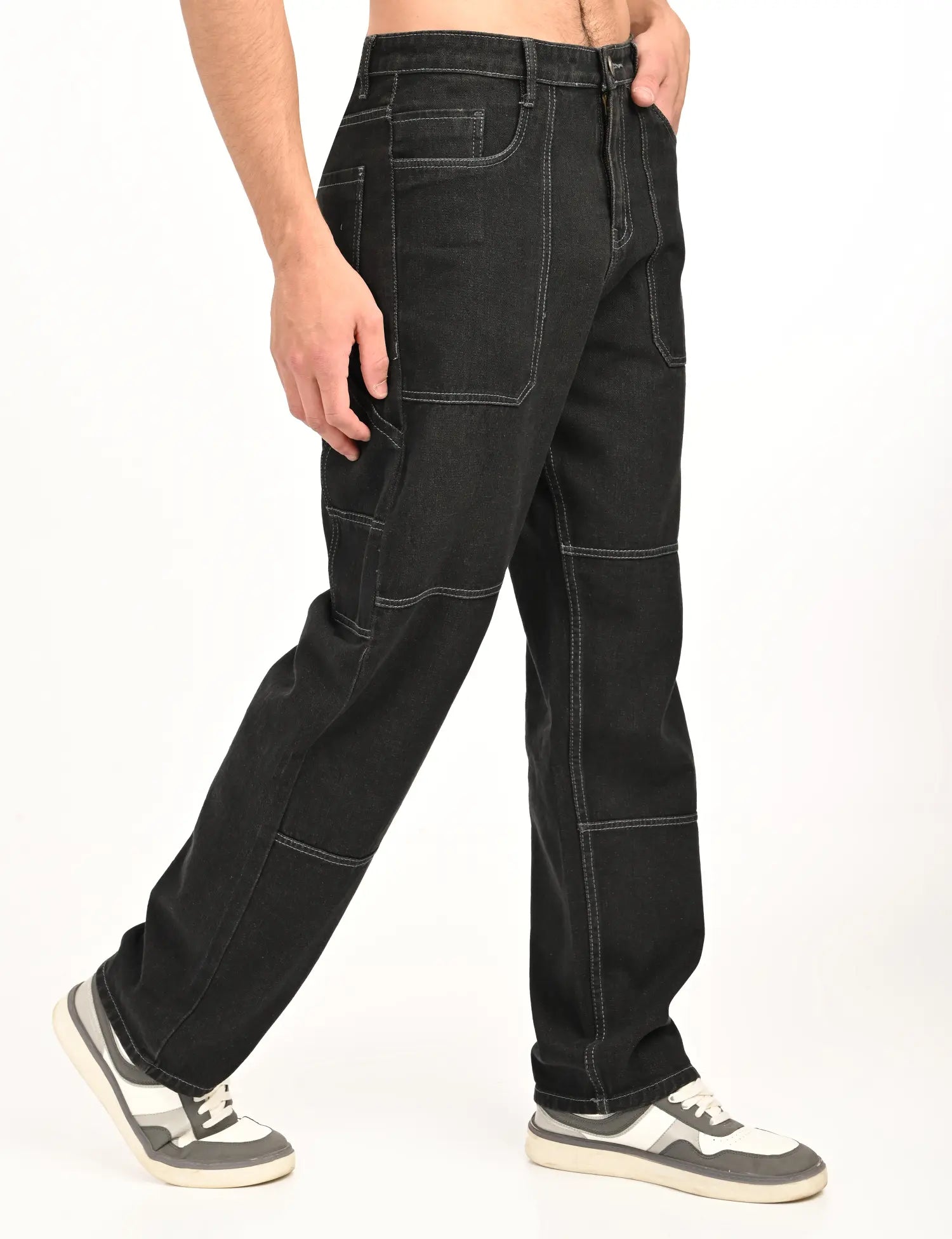 Men’s Black Utility Stitch Denim Pants