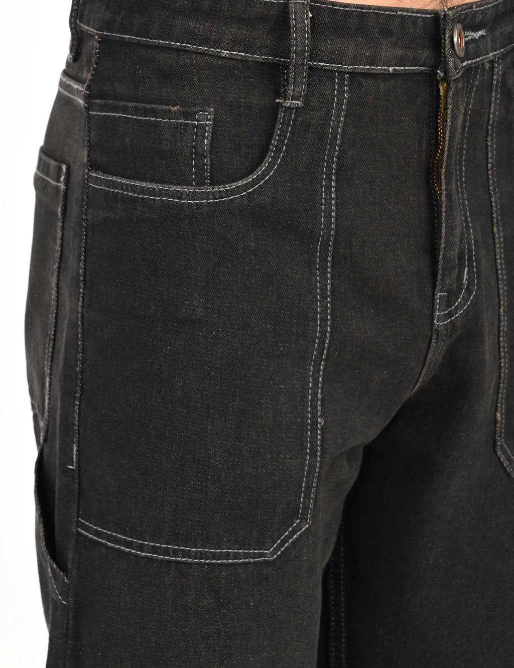 Men’s Black Utility Stitch Denim Pants
