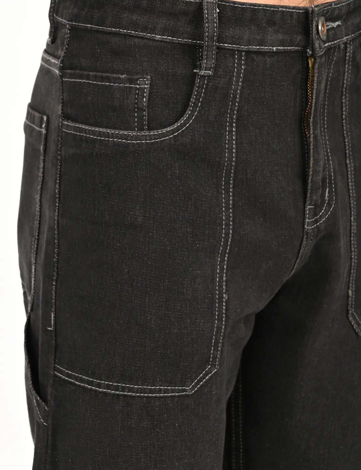 Men’s Black Utility Stitch Denim Pants