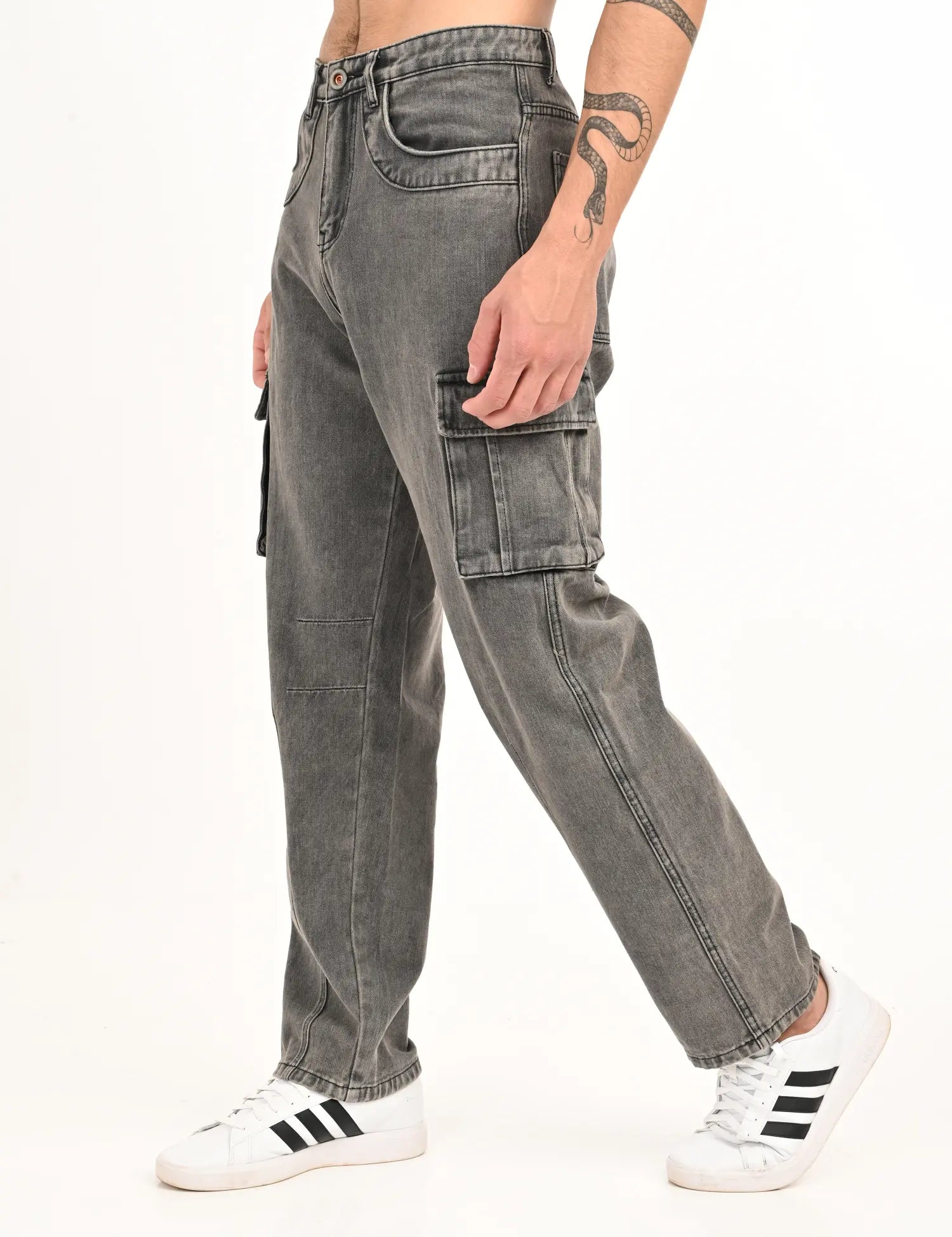 NexWear Utility Cargo Jeans – Light Grey