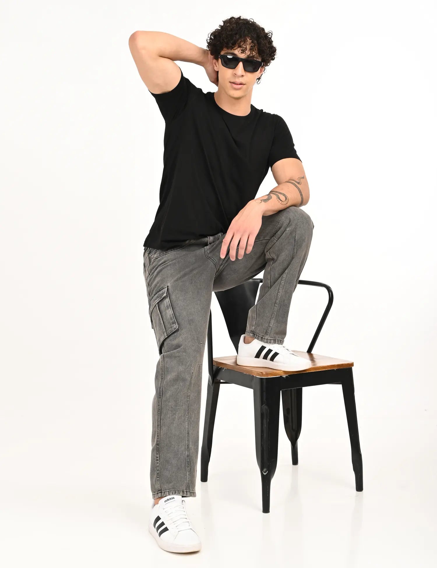 NexWear Utility Cargo Jeans – Light Grey