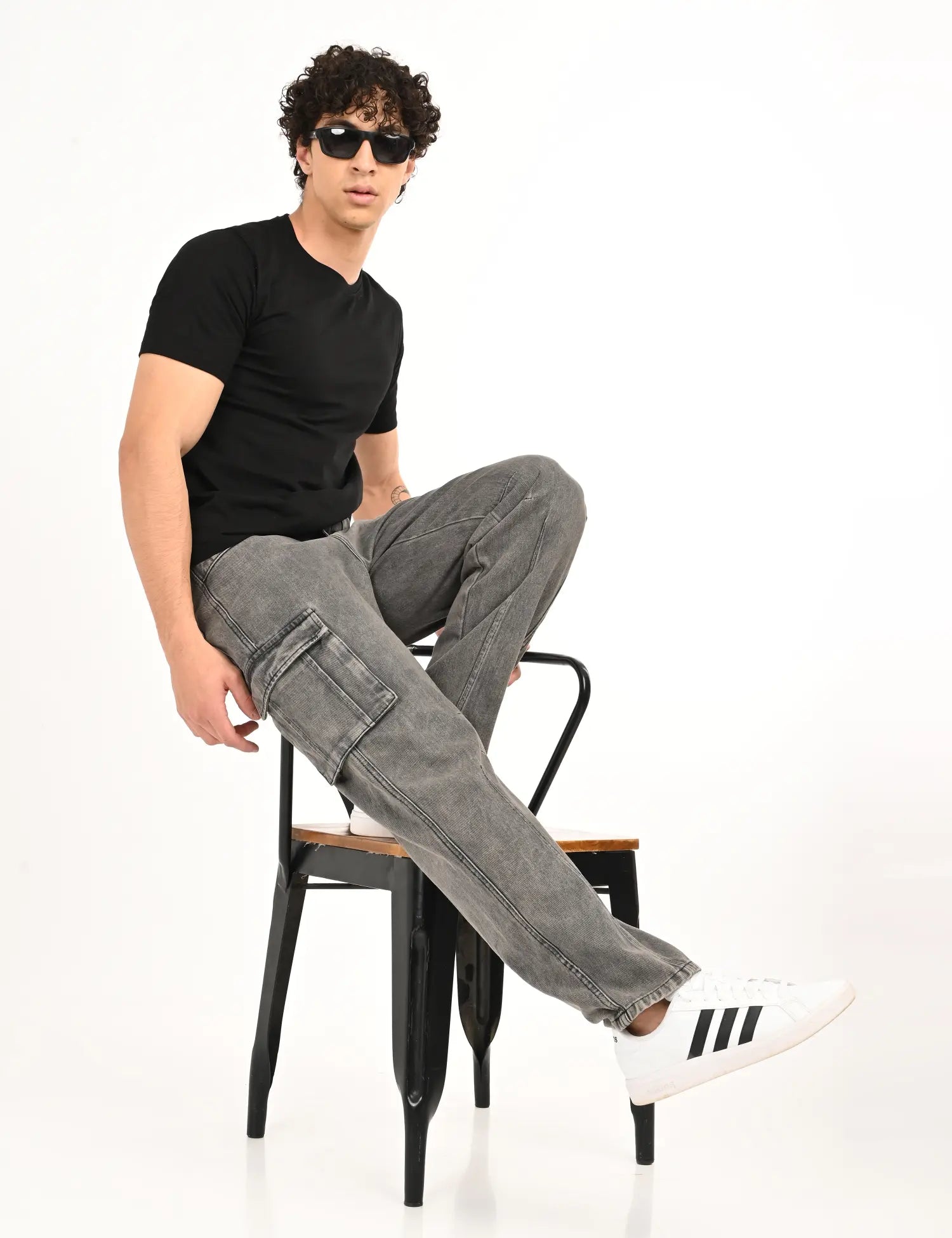 NexWear Utility Cargo Jeans – Light Grey