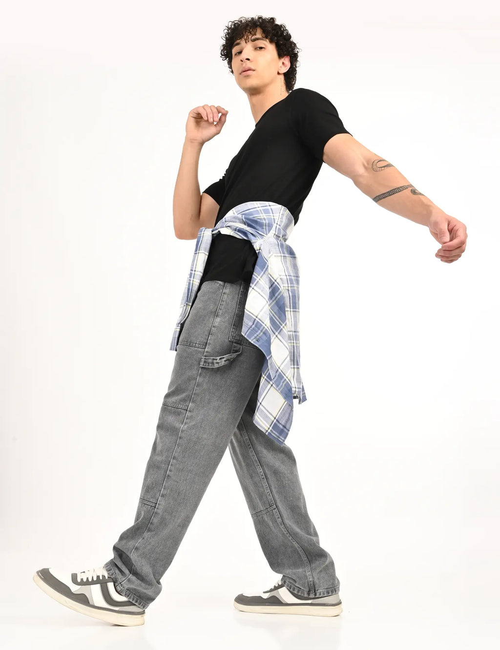 Men's Grey Utility Stitch Denim