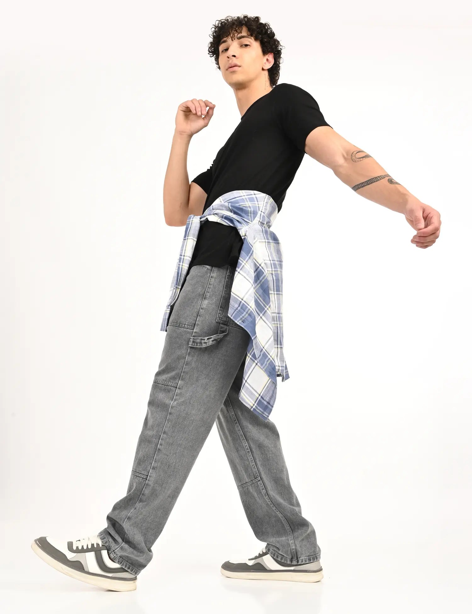 Men's Grey Utility Stitch Denim