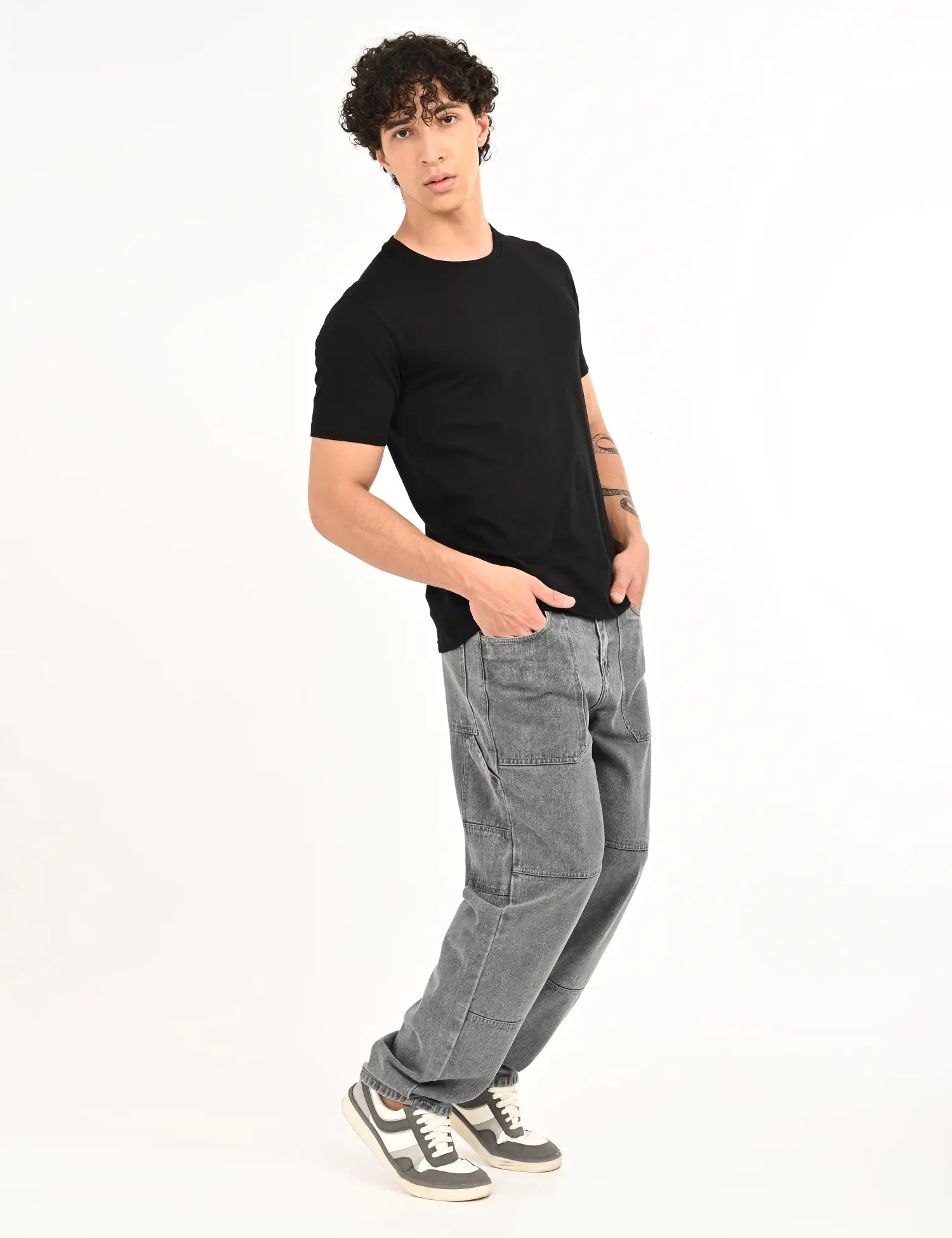 Men's Grey Utility Stitch Denim
