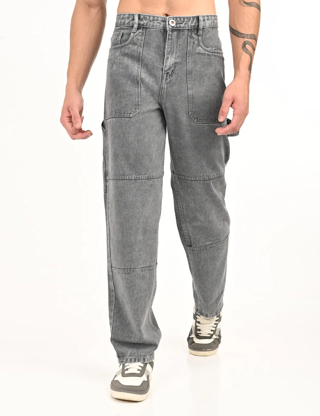 Men's Grey Utility Stitch Denim
