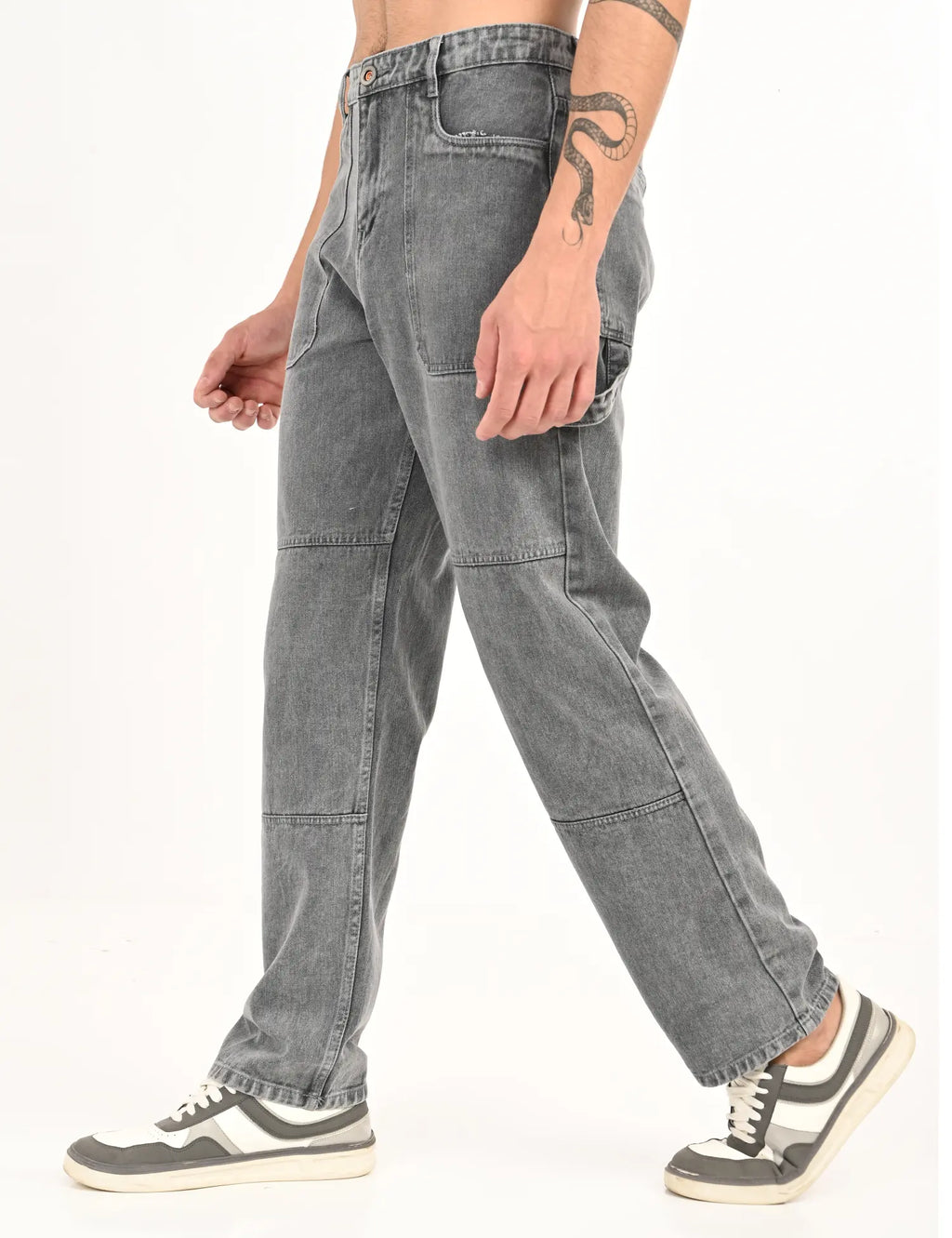 Men's Grey Utility Stitch Denim