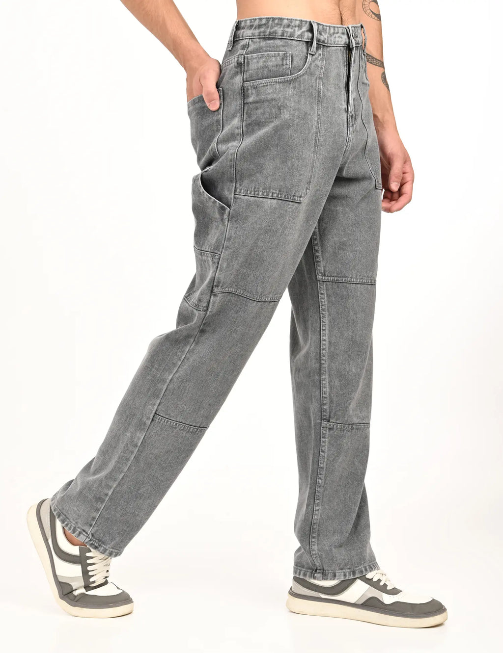 Men's Grey Utility Stitch Denim