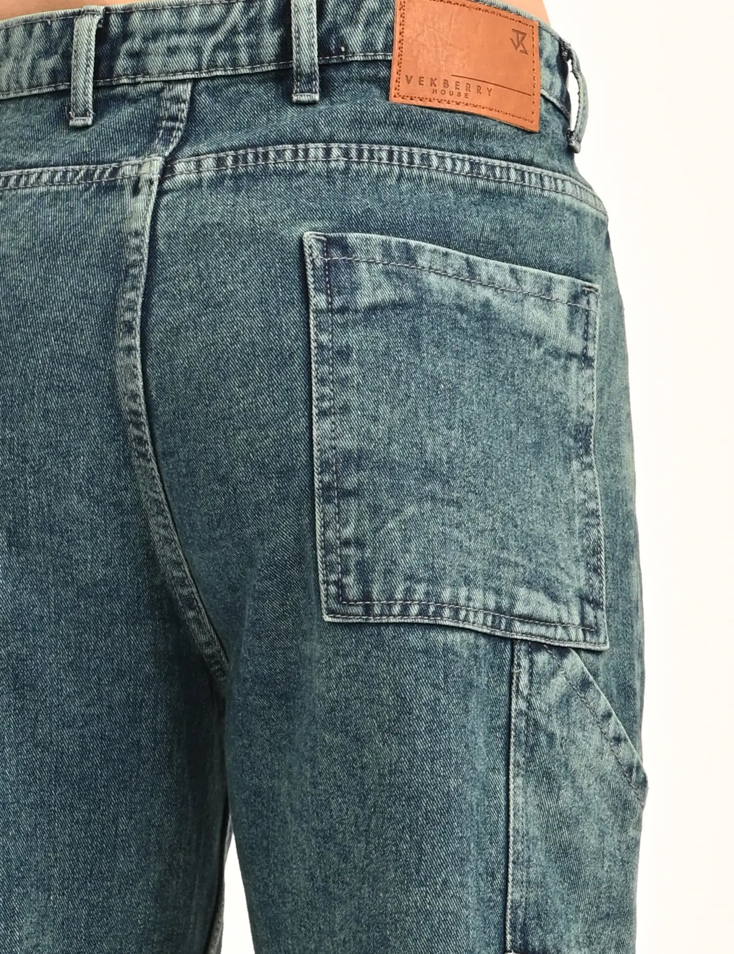 Men's Green Utility Stitch Denim