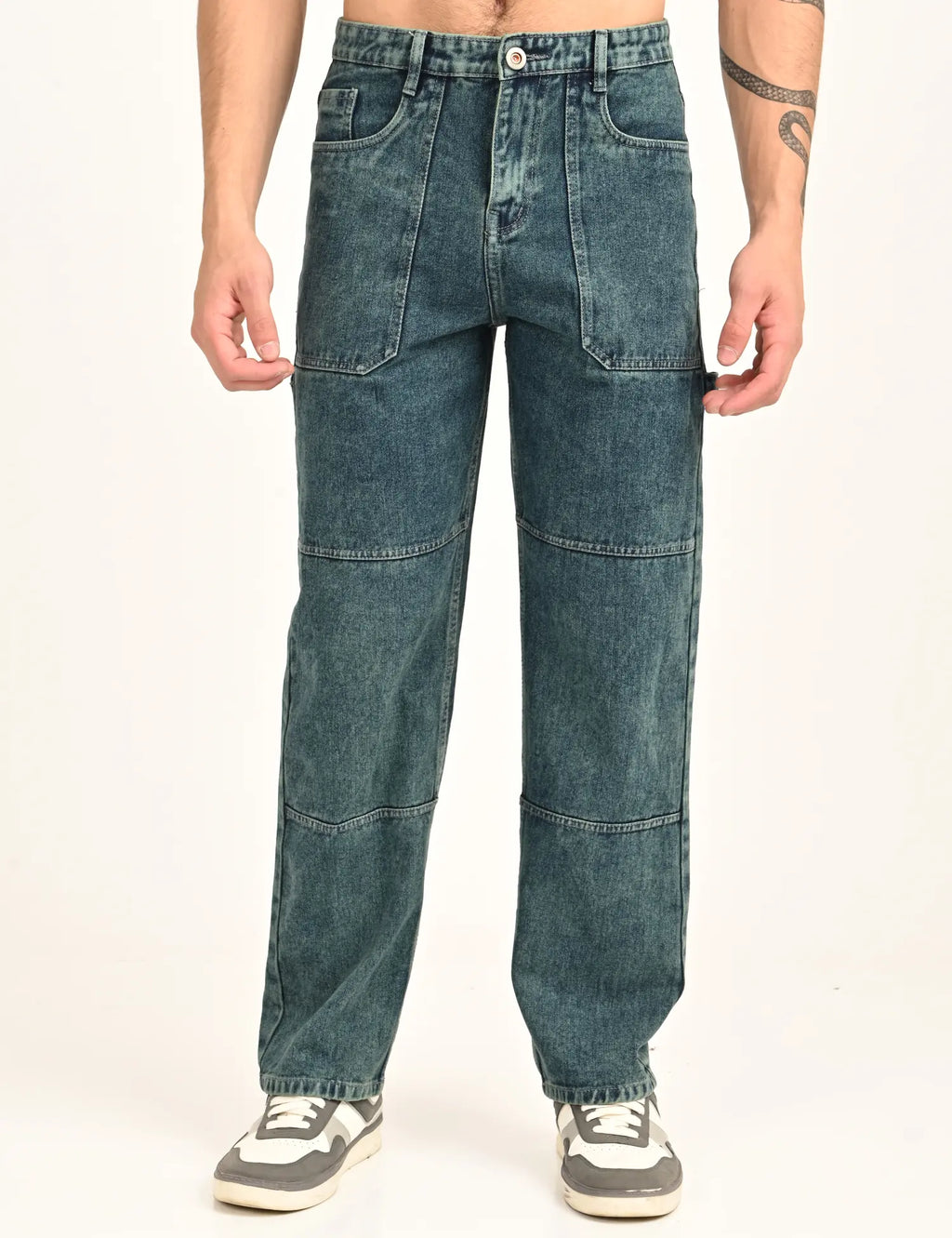 Men's Green Utility Stitch Denim