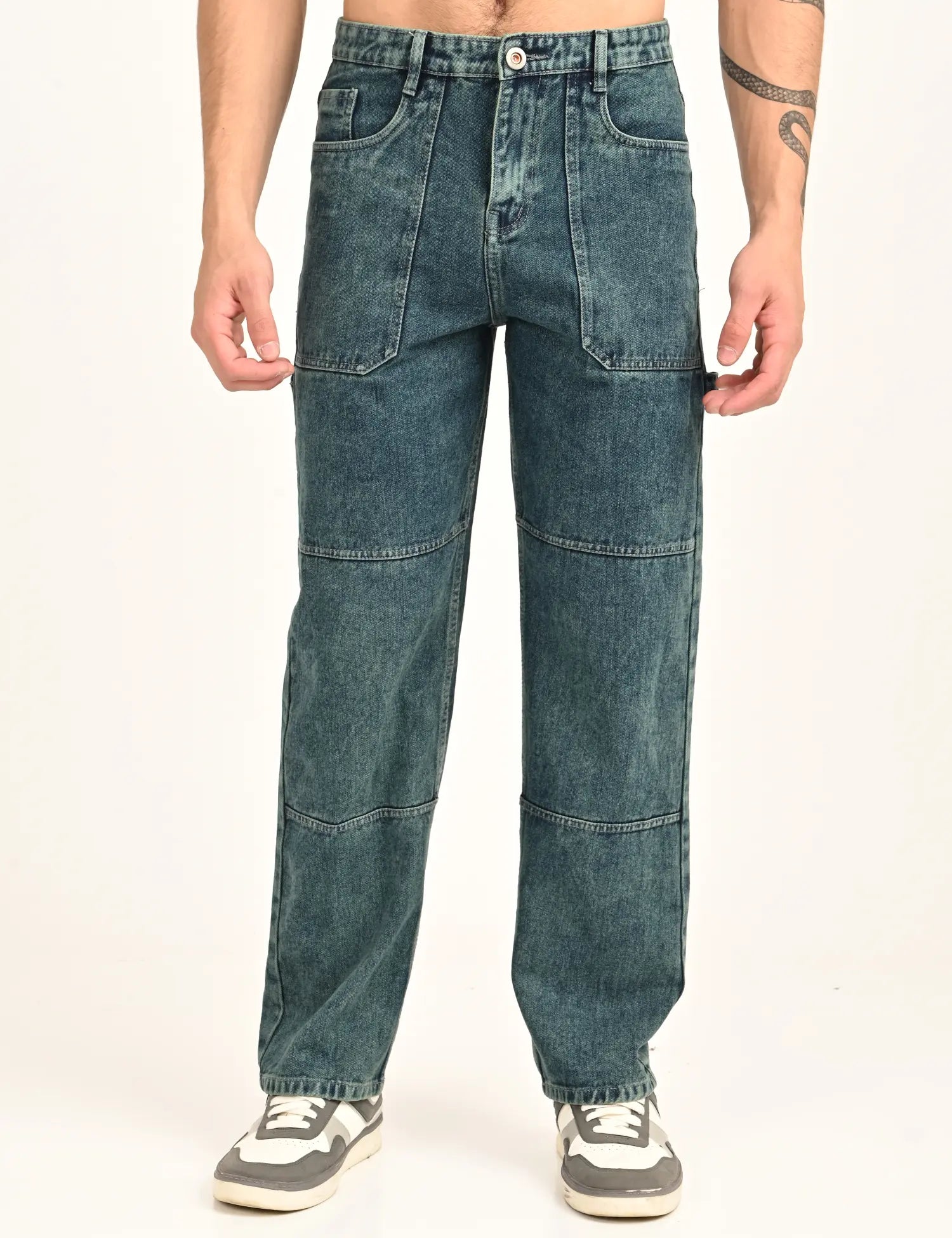 Men's Green Utility Stitch Denim