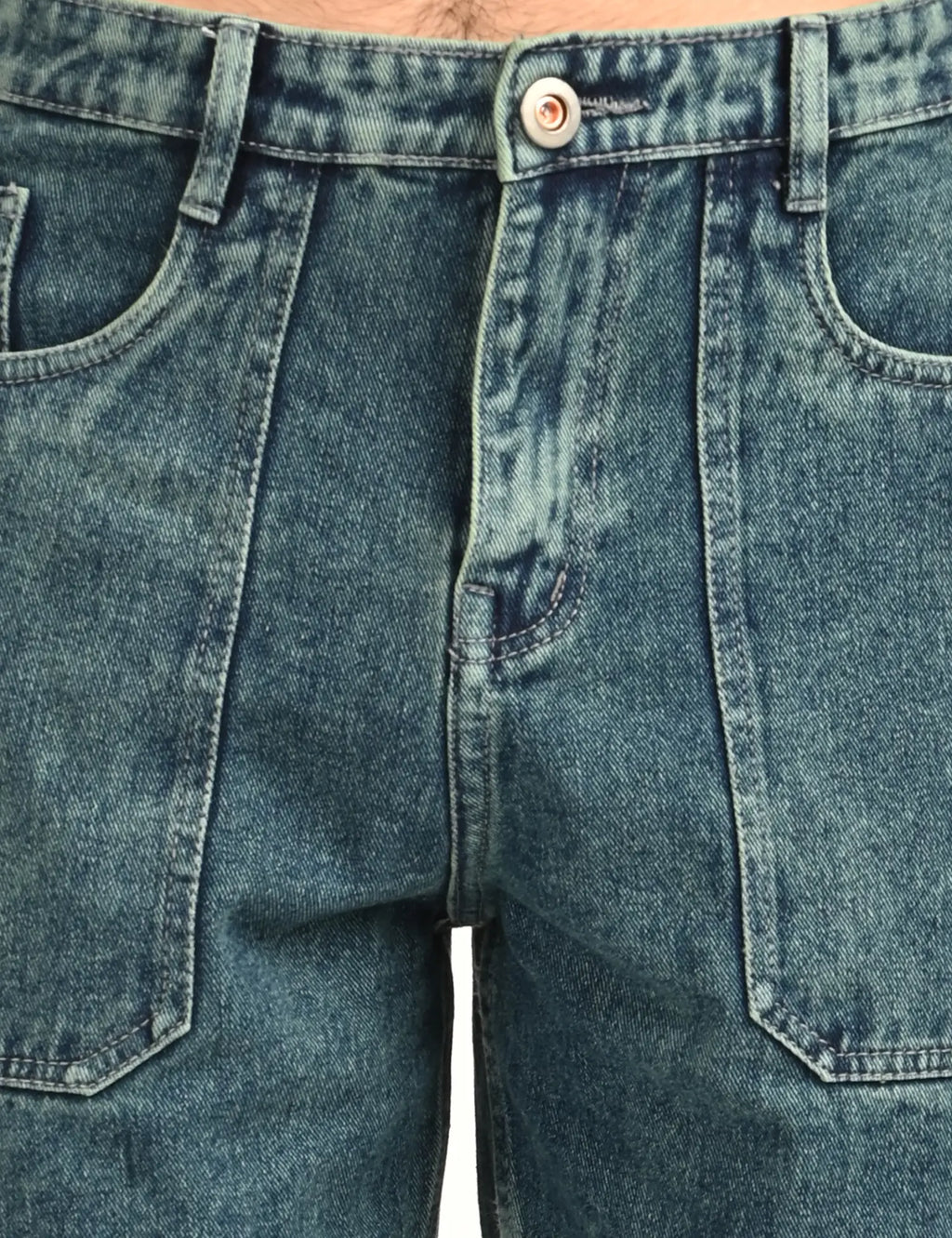 Men's Green Utility Stitch Denim