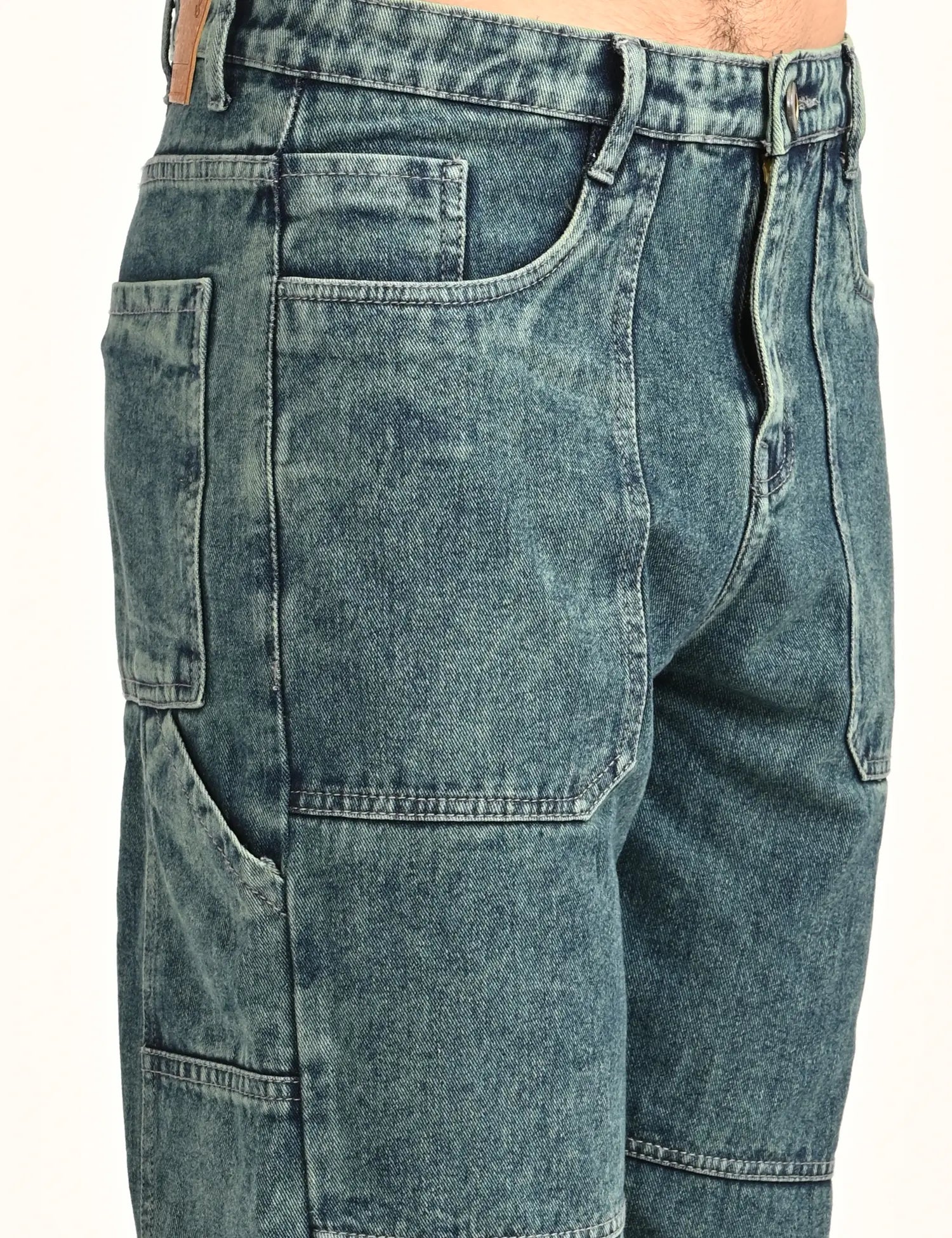 Men's Green Utility Stitch Denim