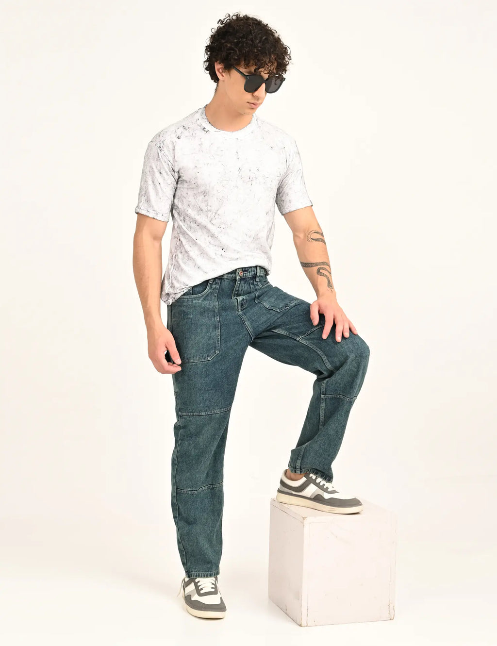 Men's Green Utility Stitch Denim