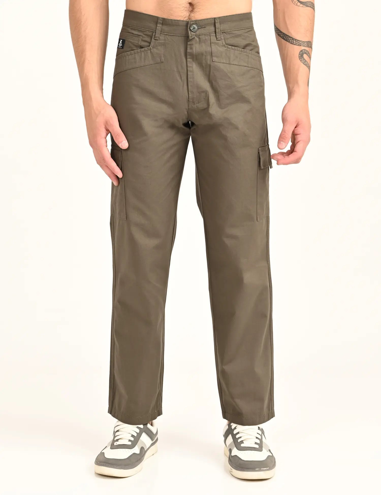 Men’s Straight Fit Utility Cargo Pants-Olive Grey
