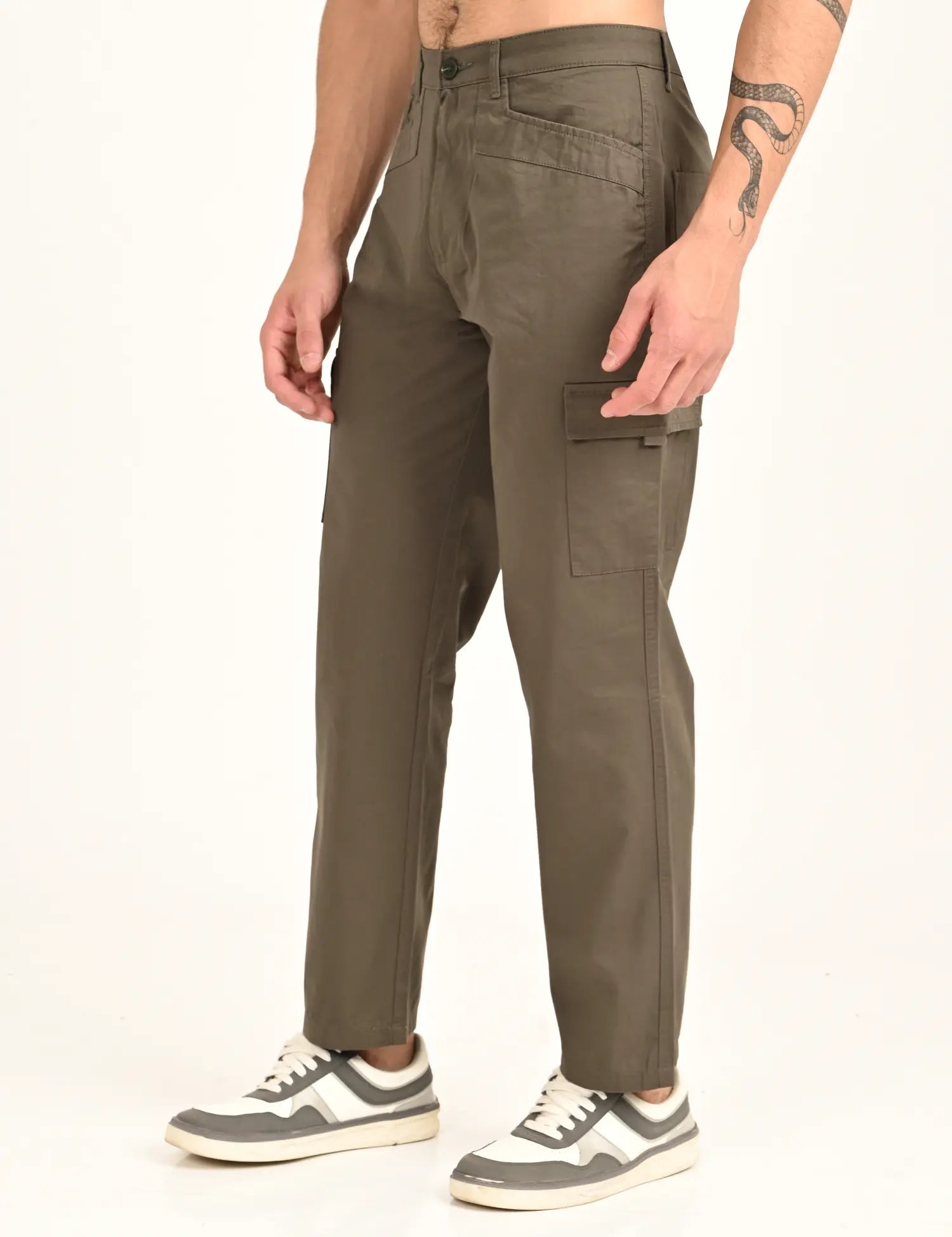 Men’s Straight Fit Utility Cargo Pants-Olive Grey