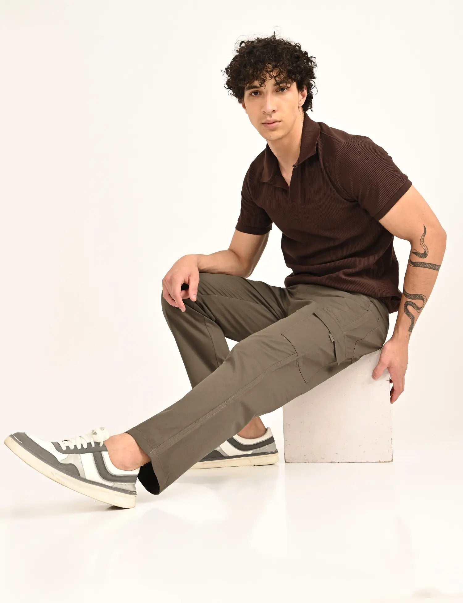 Men’s Straight Fit Utility Cargo Pants-Olive Grey