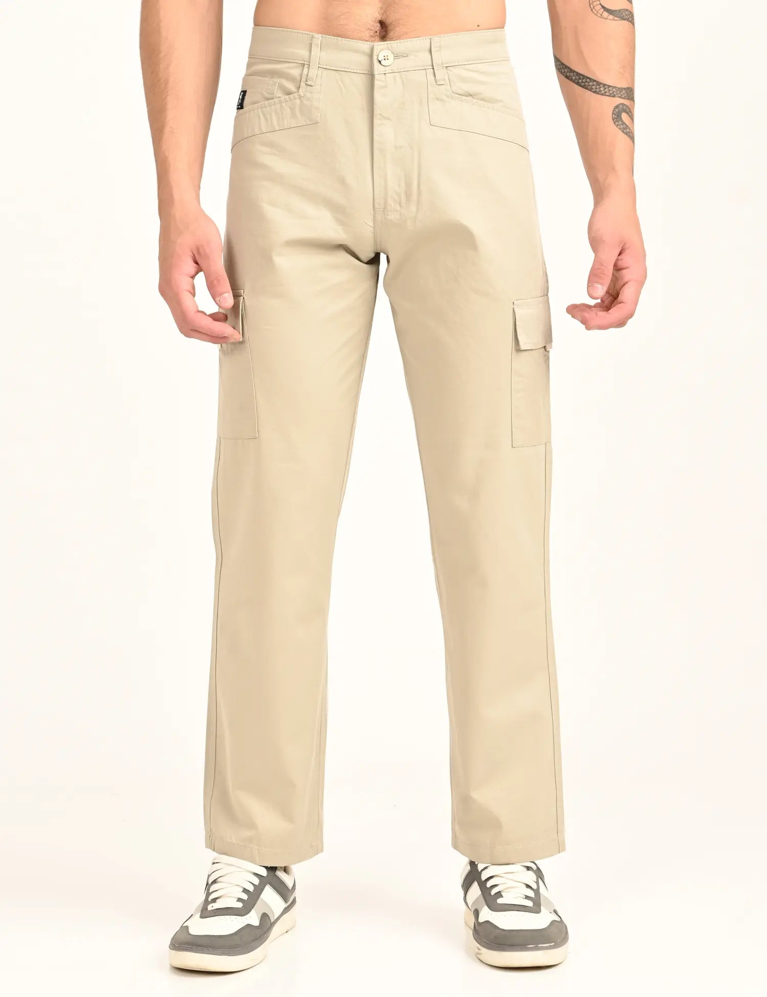 Men’s Straight Fit Utility Cargo Pants-Stone Grey