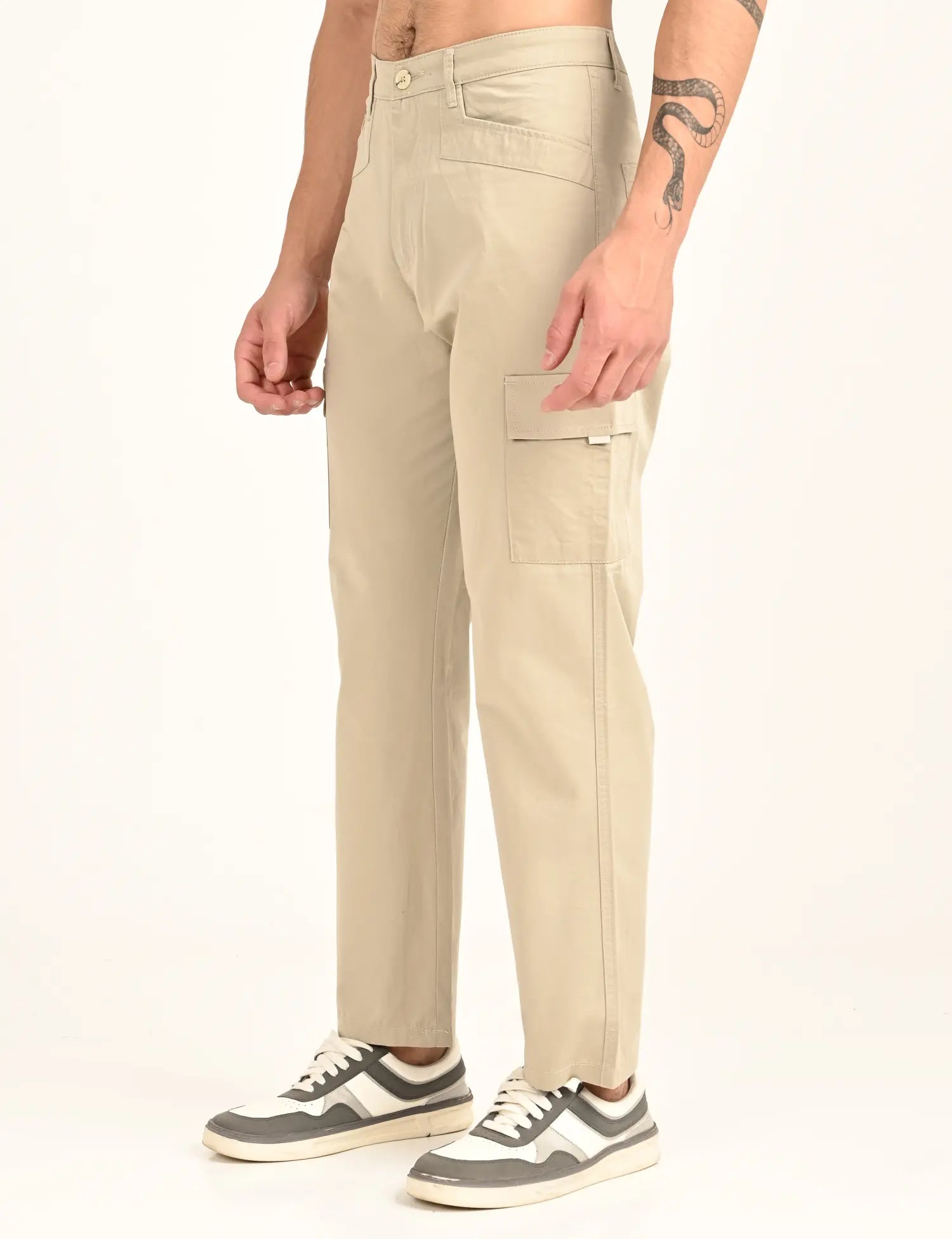 Men’s Straight Fit Utility Cargo Pants-Stone Grey
