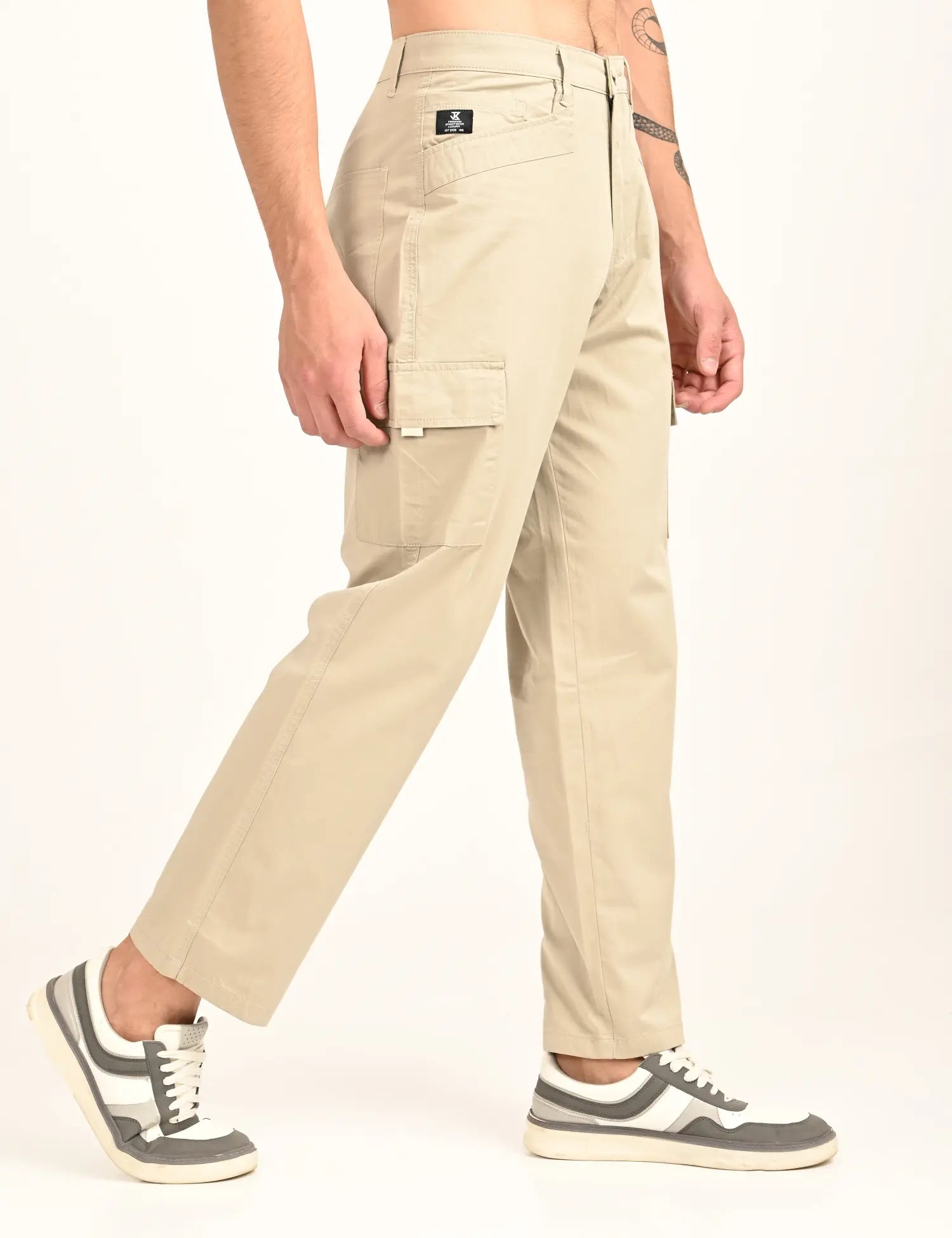 Men’s Straight Fit Utility Cargo Pants-Stone Grey
