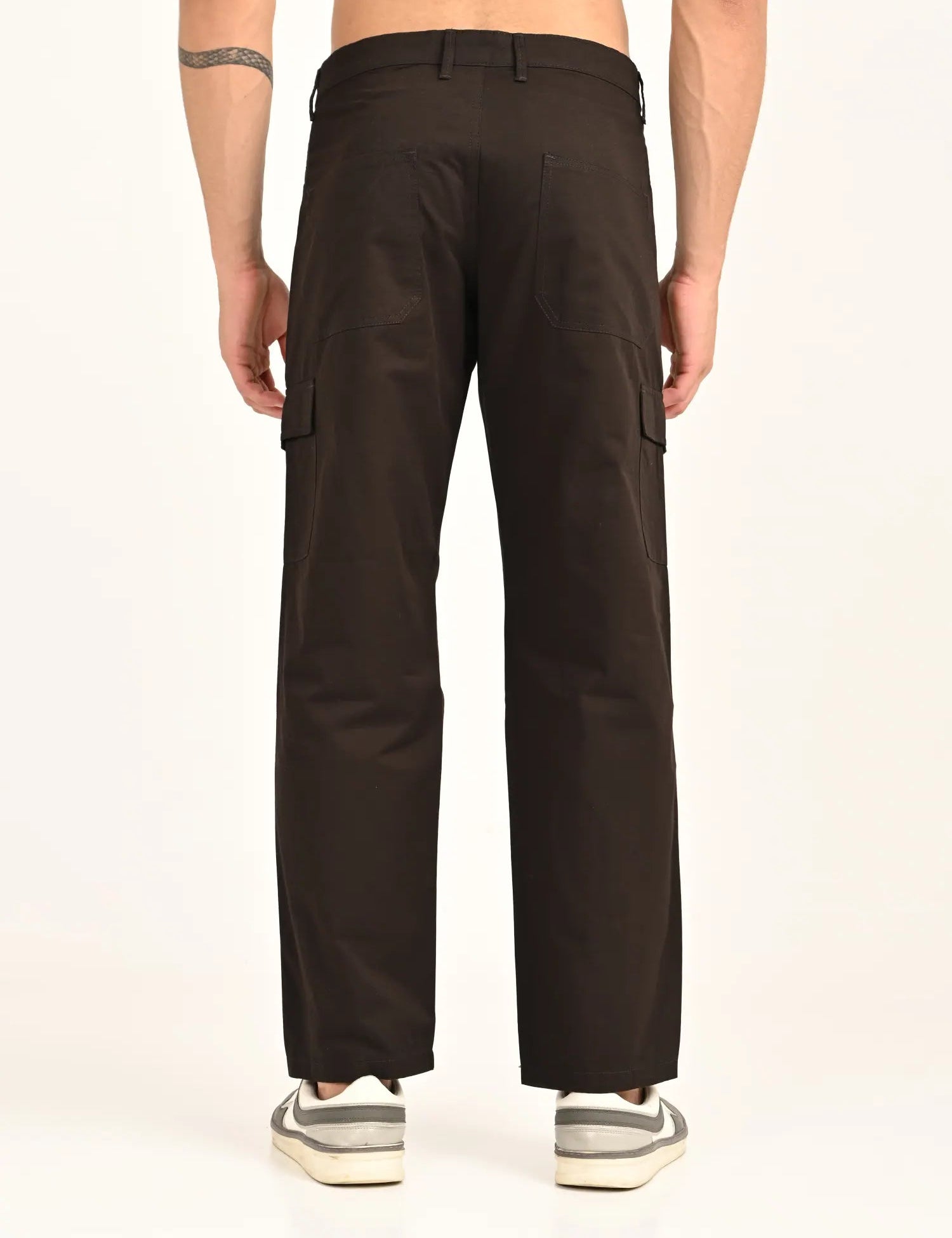 Men’s Straight Fit Utility Cargo Pants-Brown