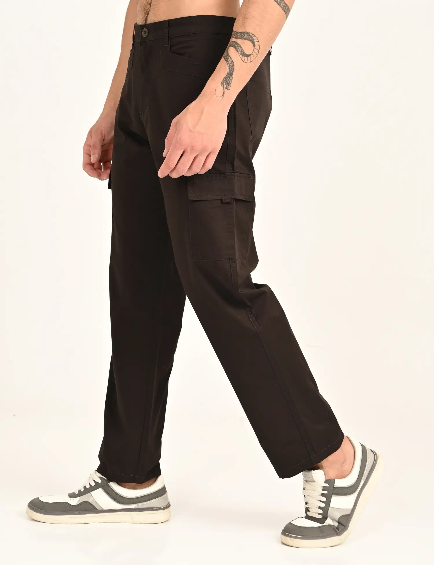 Men’s Straight Fit Utility Cargo Pants-Brown