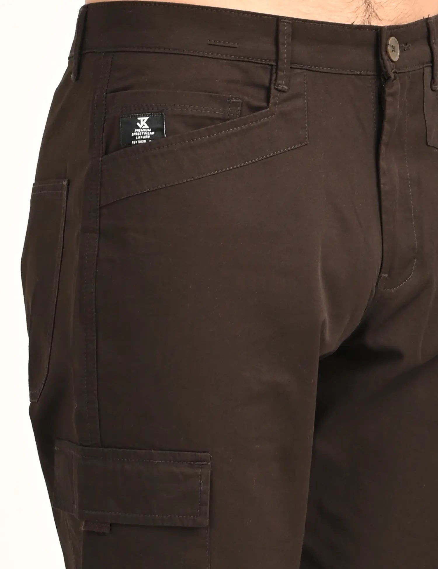 Men’s Straight Fit Utility Cargo Pants-Brown