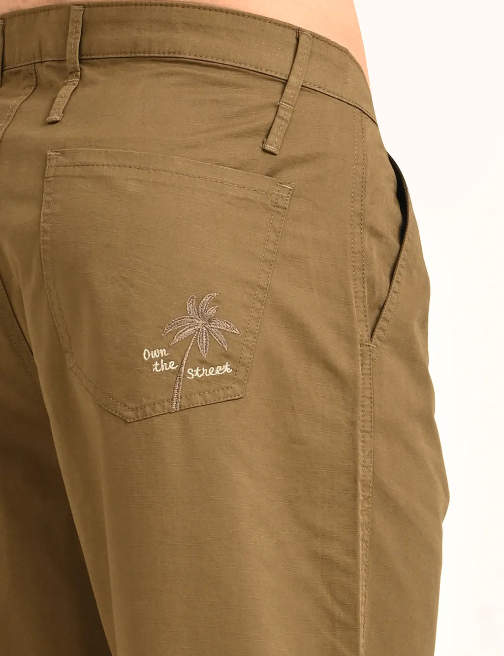 Men’s Relaxed Fit Straight Crop Cotton Pants-Brown