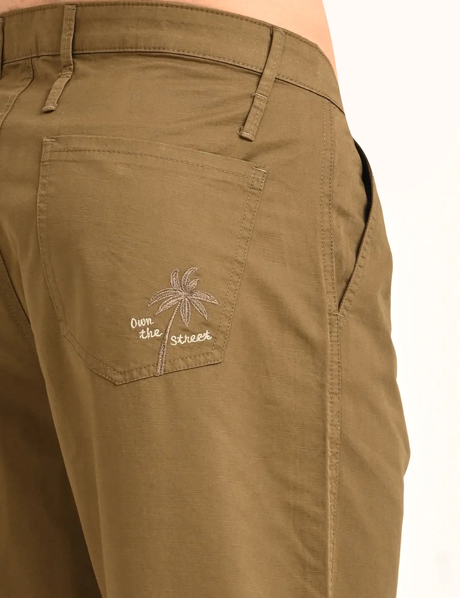 Men’s Relaxed Fit Straight Crop Cotton Pants-Brown