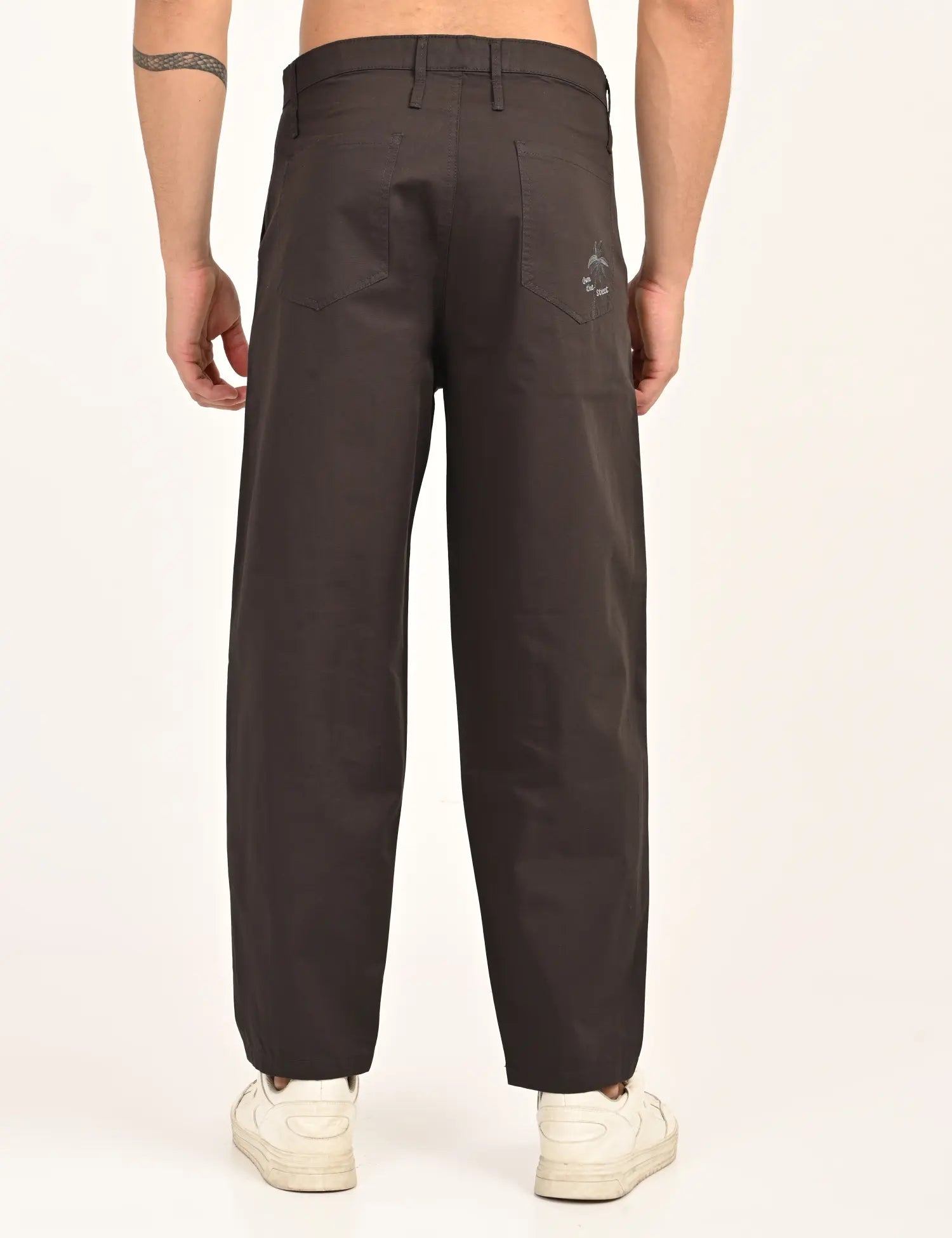 Men’s Relaxed Fit Straight Crop Cotton Pants-Charcoal Grey