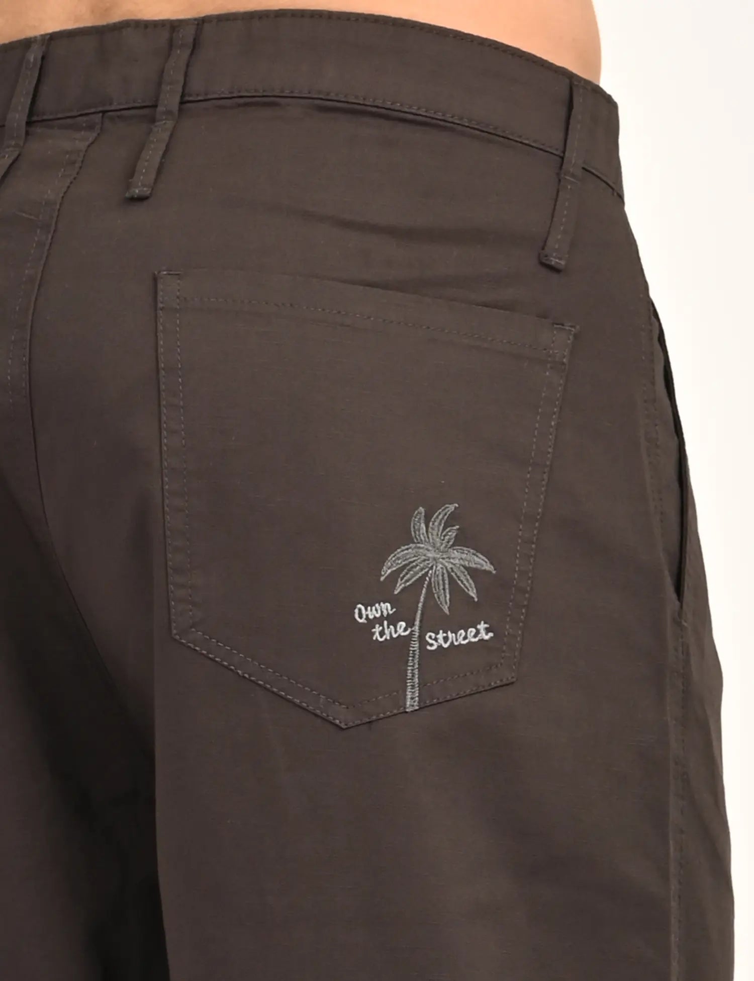 Men’s Relaxed Fit Straight Crop Cotton Pants-Charcoal Grey