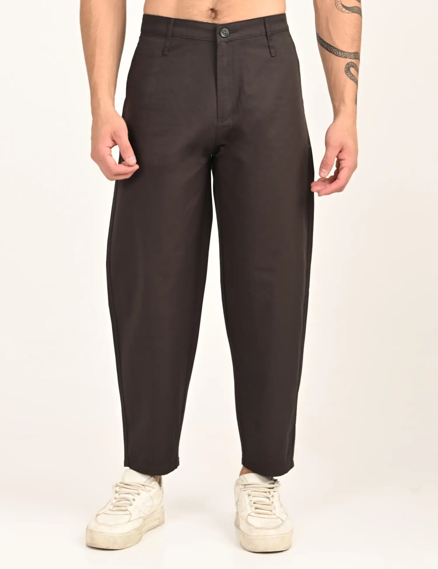 Men’s Relaxed Fit Straight Crop Cotton Pants-Charcoal Grey